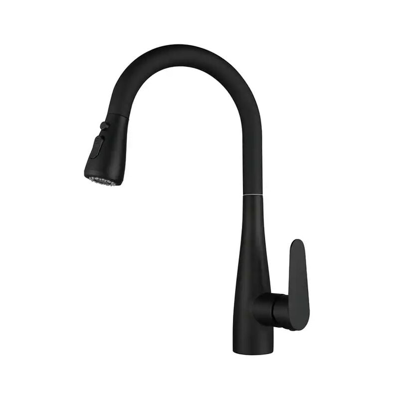 Grifo de cocina blanco con pulverizador, mezclador de fregadero de cocina de 3 chorros de agua, grifo giratorio de 360° para fregadero doble, negro