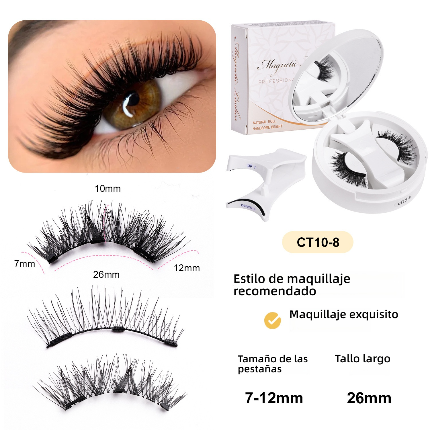 Pestañas Postizas Magnéticas Portátiles - Kit Todo en Uno, Naturales Sin Pegamento y Reutilizables