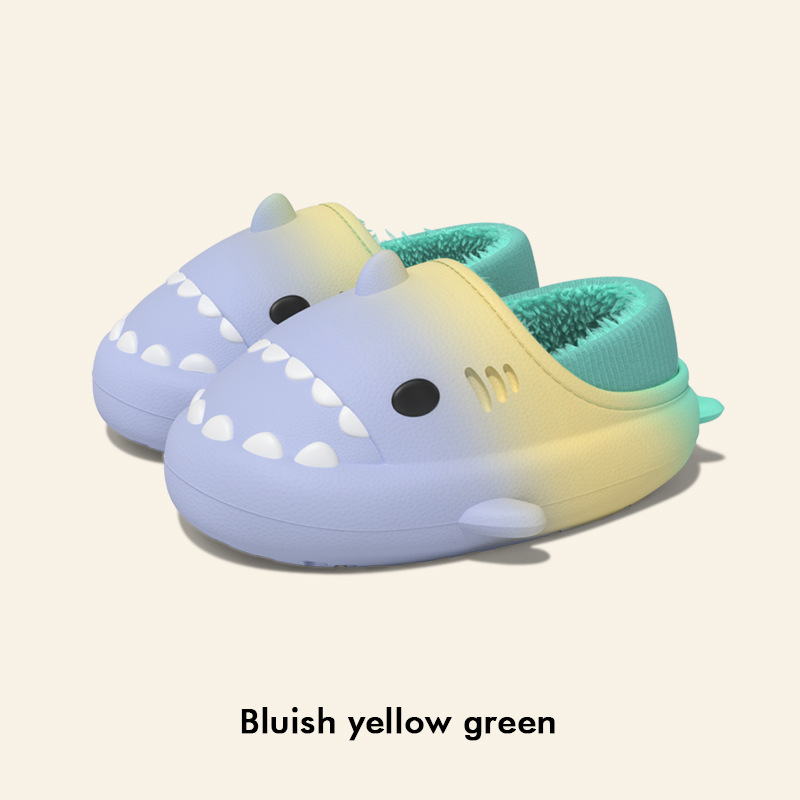 CA Pantuflas de tiburón para niños de segunda generación, con dibujos animados para niños y niñas, suela gruesa para interiores, fondo suave y antideslizante.