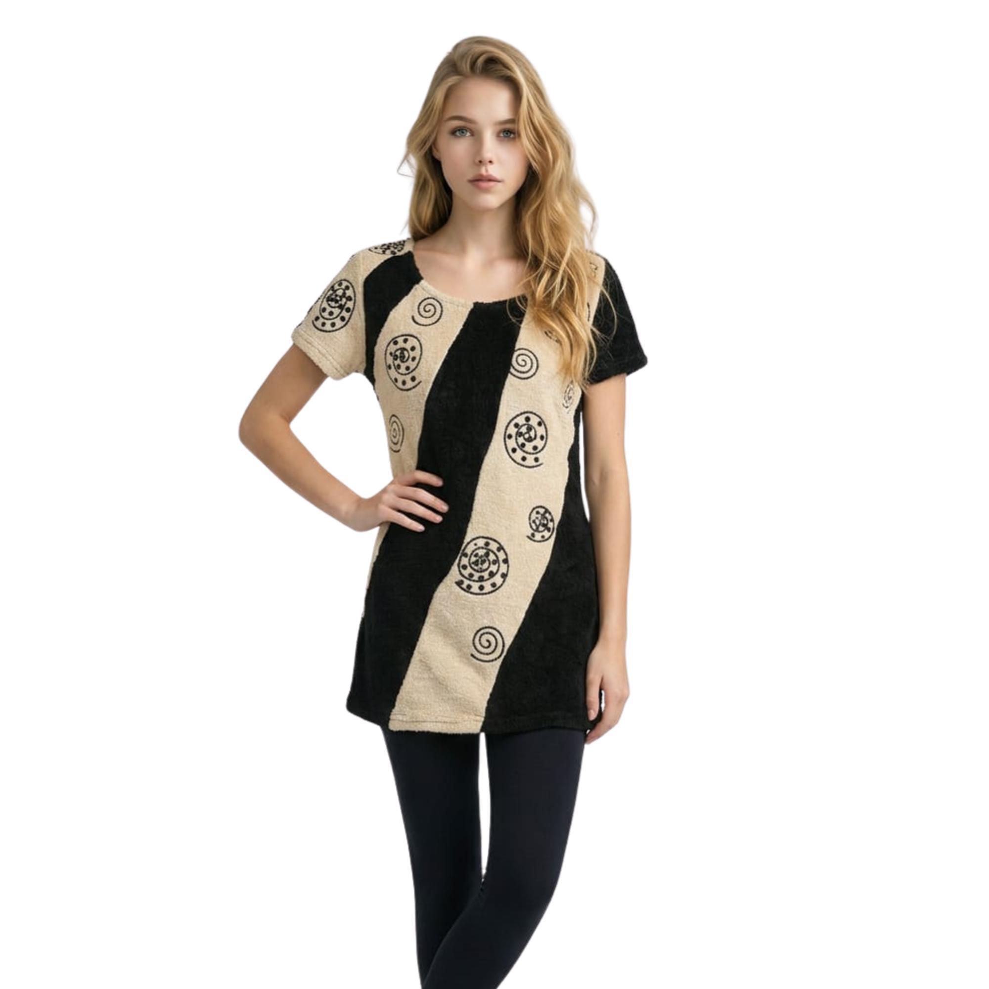 Jersey Marca ANANY femenino versátil con cuello redondo amplio y mangas cortas, confeccionado en mezcla elástica de poliéster y elastano para comodidad y movimiento libre- REF: AN-L2798