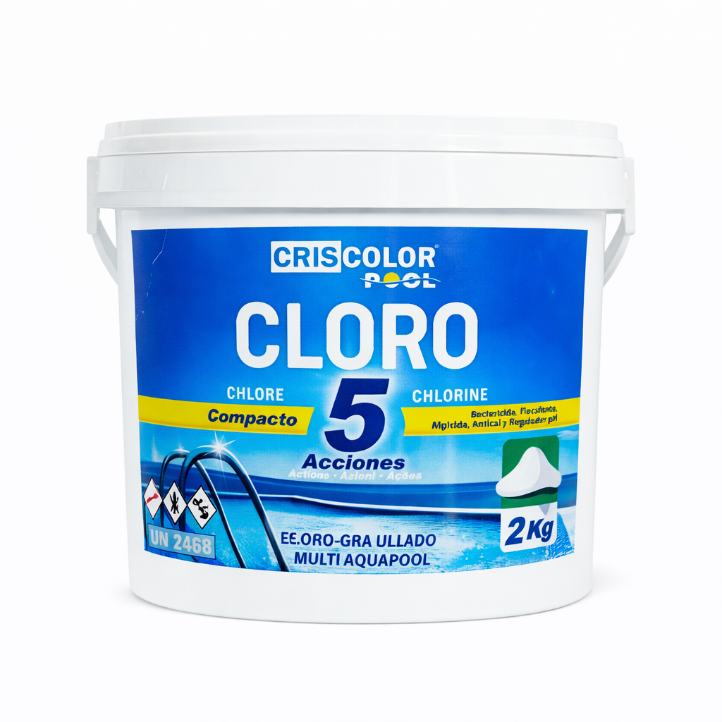Cloro Multifunción Criscolor 5 y 10 Acciones en Pastillas para Piscina Tabletas Compactas con Alguicida, Antical y Floculante