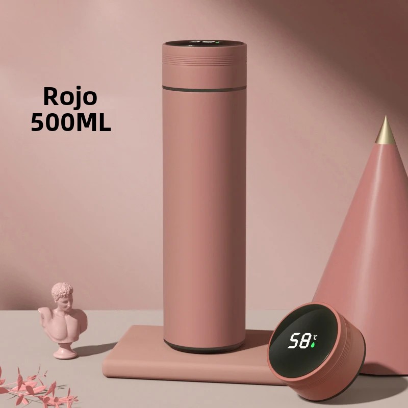OmHom Botella Termo De Acero Inoxidable Con Pantalla Digital De Temperatura Inteligente Y LED 500ml Termo De Agua Con Medición De Temperatura Automática