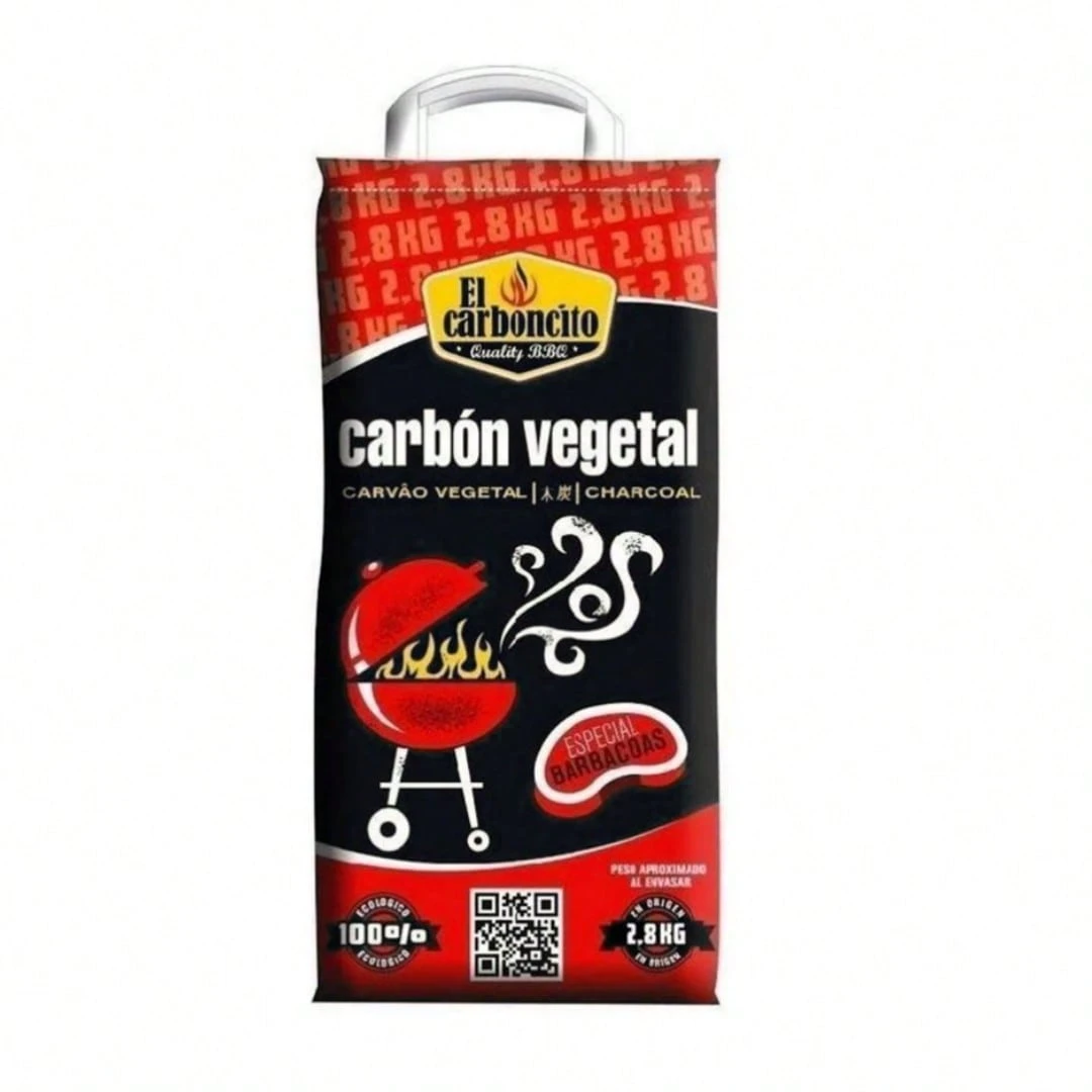 Carbón Puro Vegetal Especial Barbacoa 2.8KG-1 BOLSA, Carbón Vegetal para Barbacoa, Bolsa de 2.8 kg, Carbón Duradero de Poder Calorifico elevado