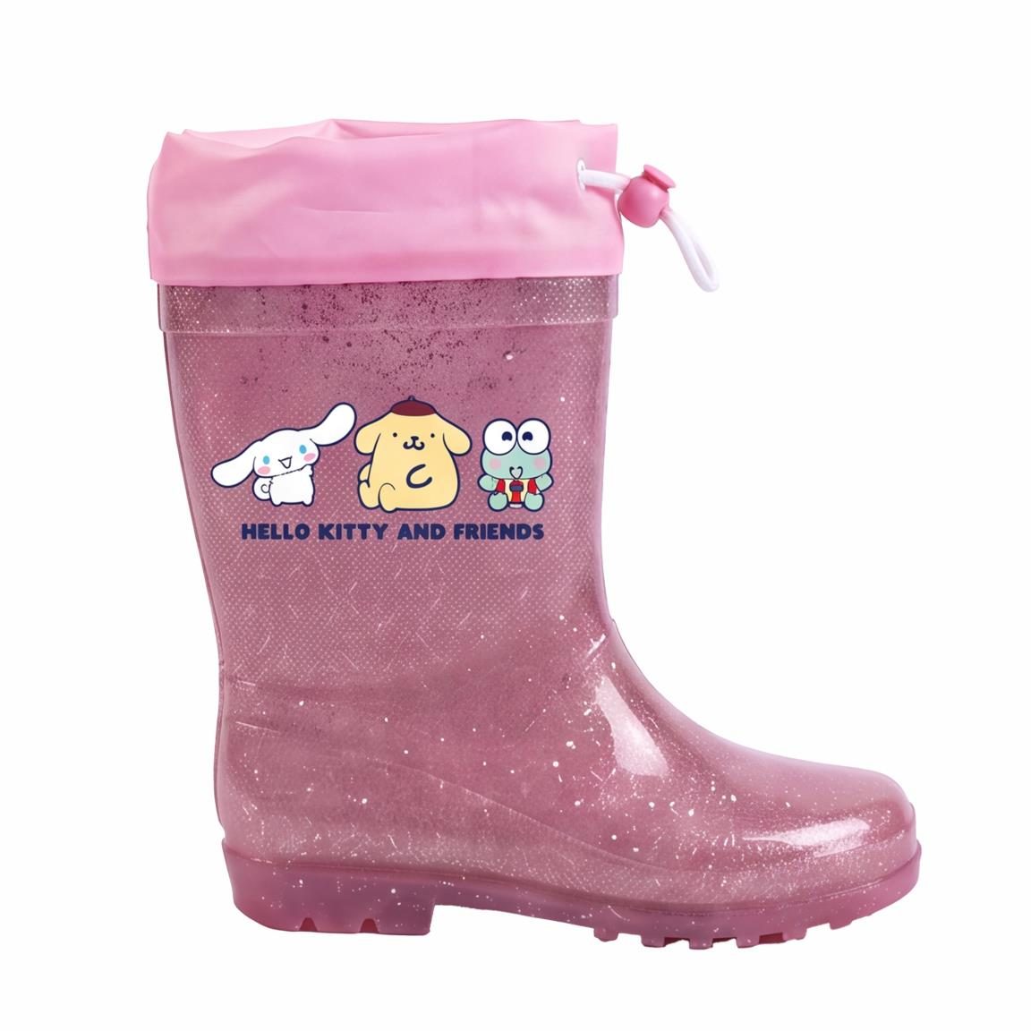 CERDÁ LIFE'S LITTLE MOMENTS | Botas de Lluvia Hello Kitty y Kuromi para Niña - Botas Infantiles de PVC Impermeables con Acabado Brillante, Suela Antideslizante y Forro Interior, Calzado para Días de Lluvia y Cole