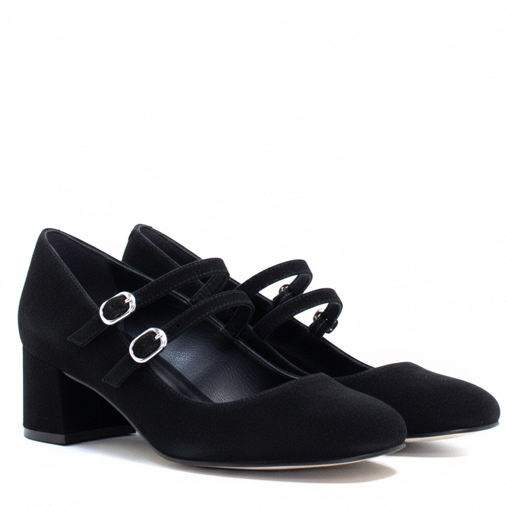 Zapato de Salón CA-2301 Ante Marino para Mujer - Elegancia y Confort con Tacón Medio de 5 cm - Estilo Atemporal en Azul Marino - Fabricación 100% Española de Alta Calidad - Perfecto para Todas las Oca