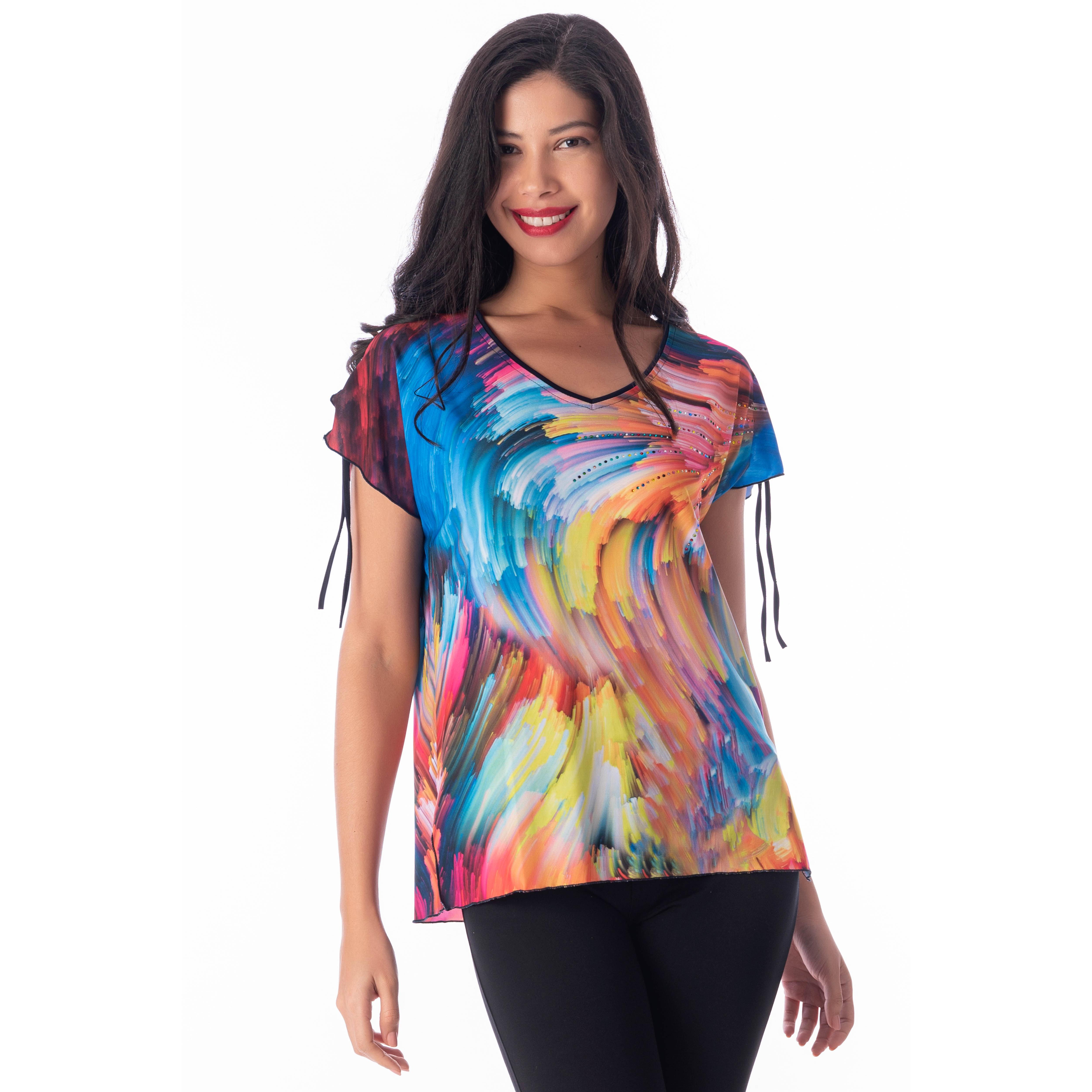 Camiseta Verano Manga Corta con Pedrería – Masquenada – Tejido Alta Calidad