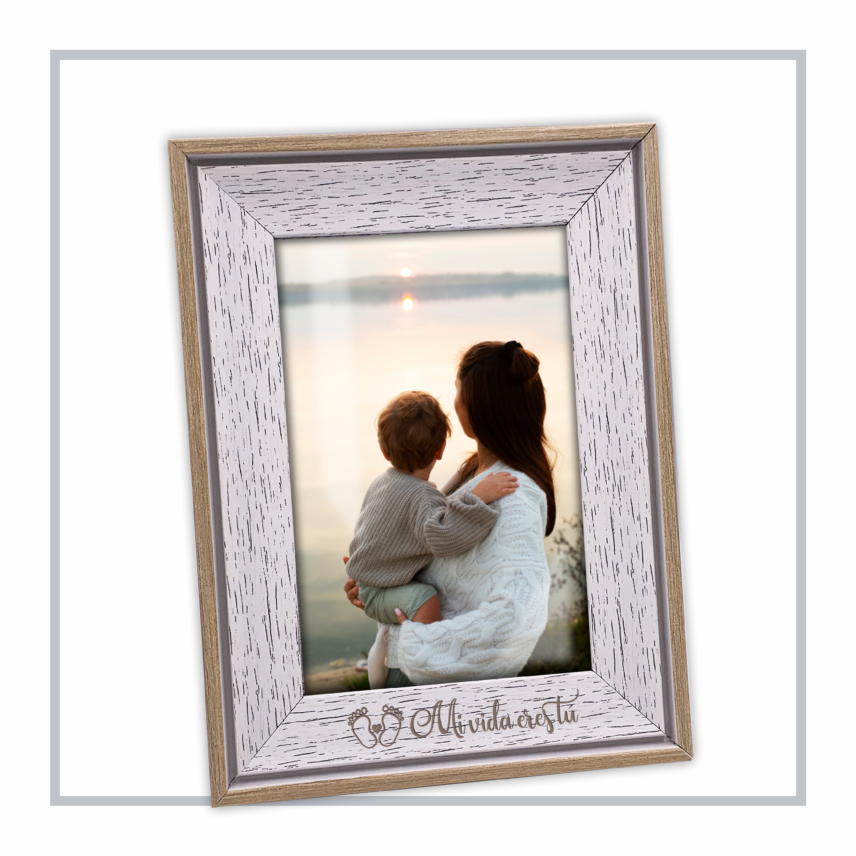 RegaloVip.es - Portafotos Marco Doble, Personalizado, Ideal para Comunión, Boda y San Valentín, Nombre personalizado, regalo único.