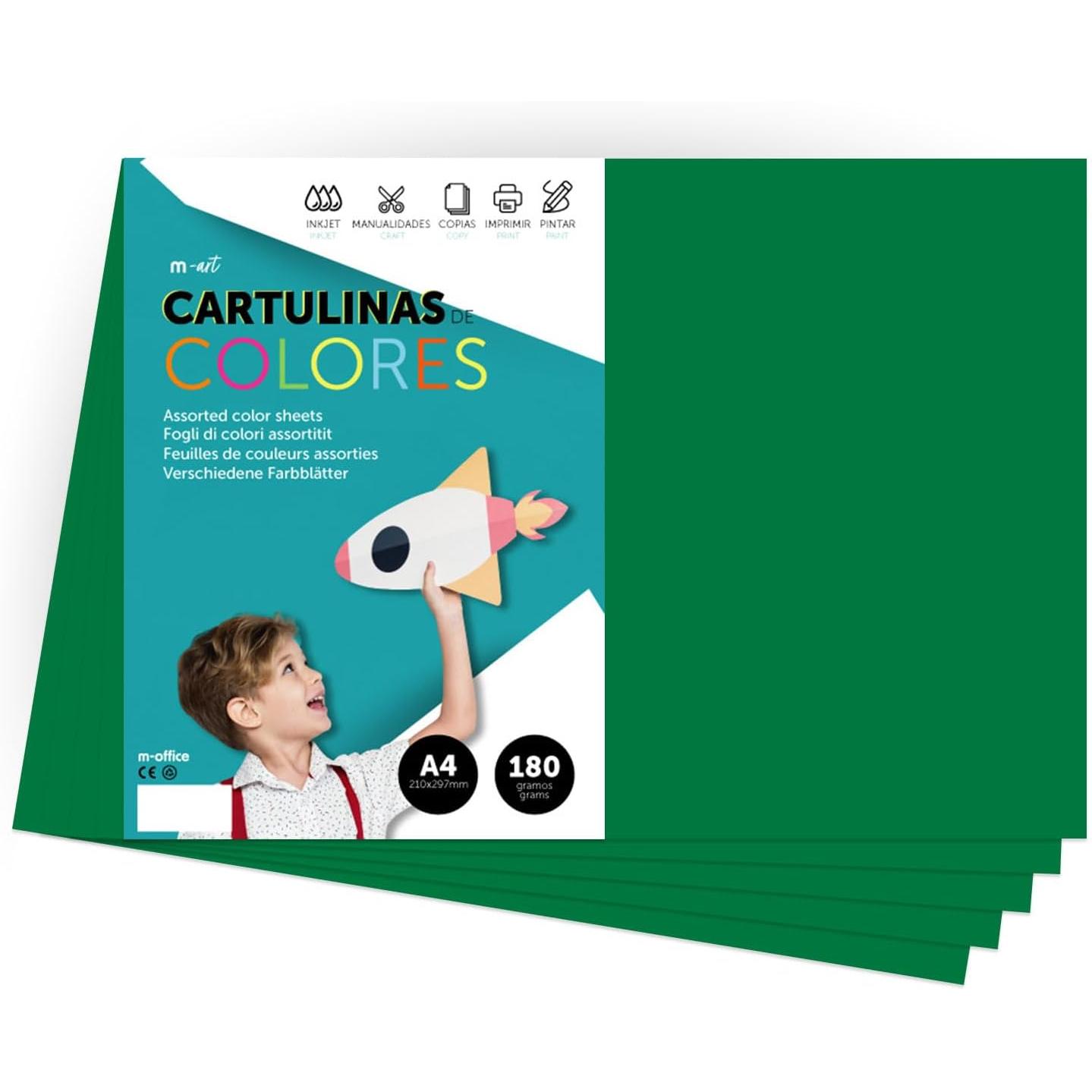 Cartulina de Colores, Cartulina Grande 50x65 cm de Colores Claros e Intensos, Cartulinas de Colores 180gr para Manualidades, Diseños Creativos y Proyectos de Arte · m-office (x250 hojas, surtido)