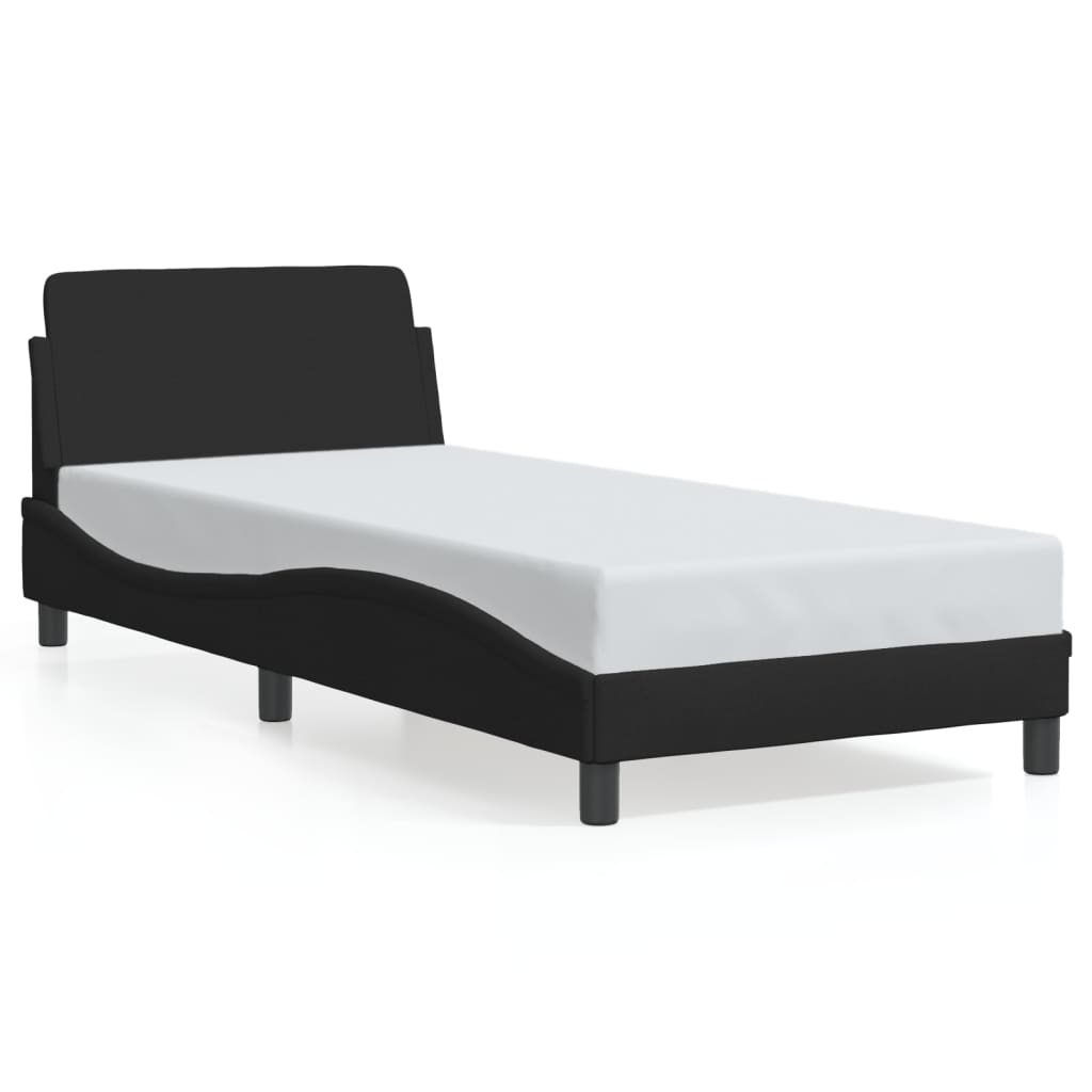 vidaXL Estructura de cama con cabecero Dover tela negro 90x200cm