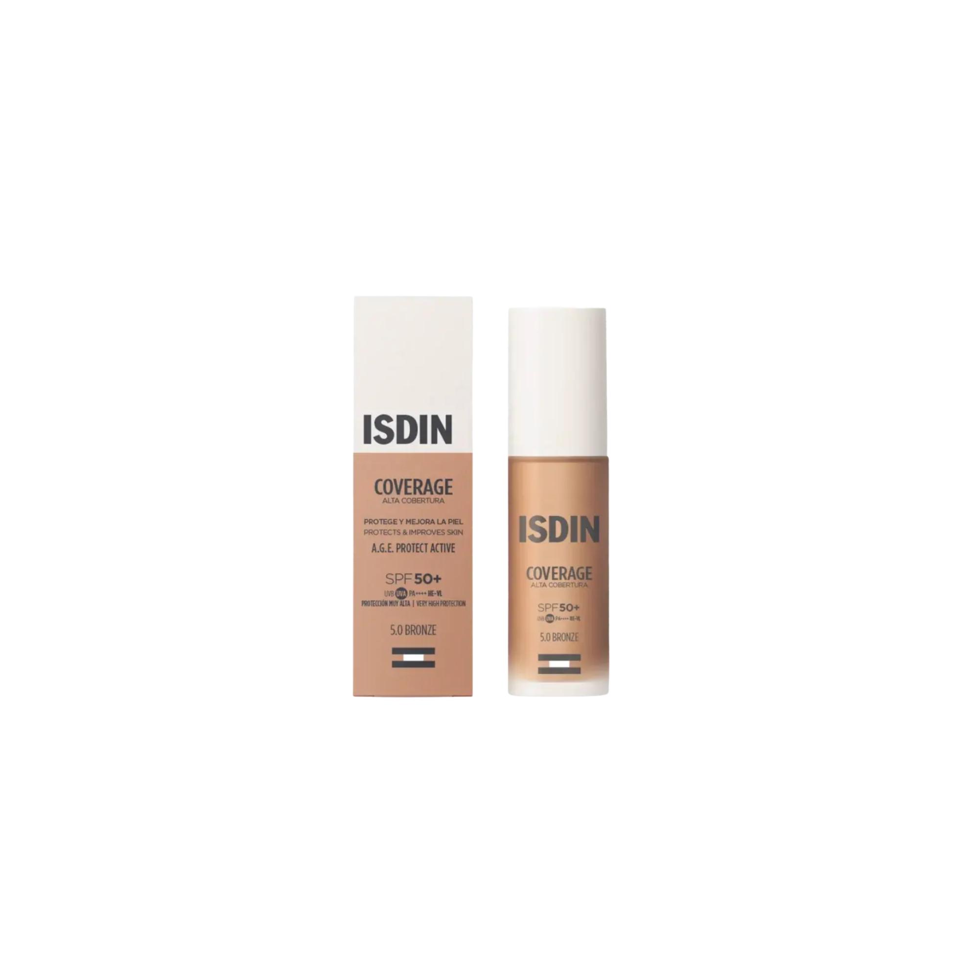 Isdin Coverage Alta Cobertura Age Protect Active SPF50+ Base de Maquillaje Tono 5.0 Bronze