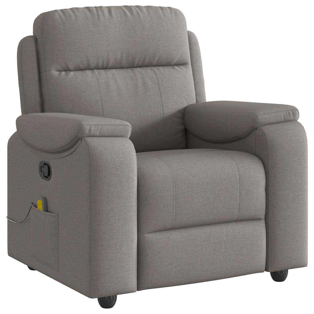 vidaXL Sillón de masaje reclinable de tela gris taupé