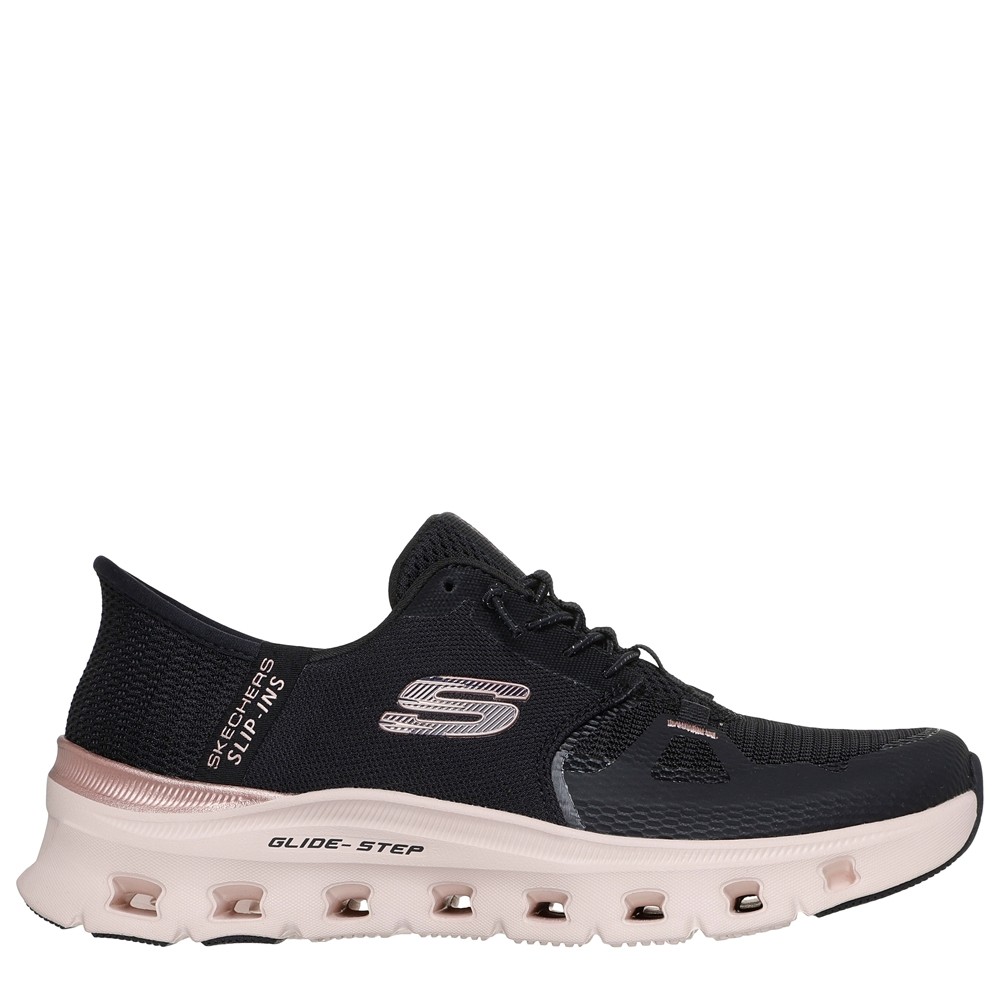 Cómoda Zapatilla mujer Skechers SLIP-INS GLIDE-STEP® PRO cómodo tejido negro. Diseño para calzar sin manos Heel Pillow Plantilla Memory Foam. Amortiguación Glide-Step® Altura Tacón bajo (1-3 cm) Referencia 150438-BKRG