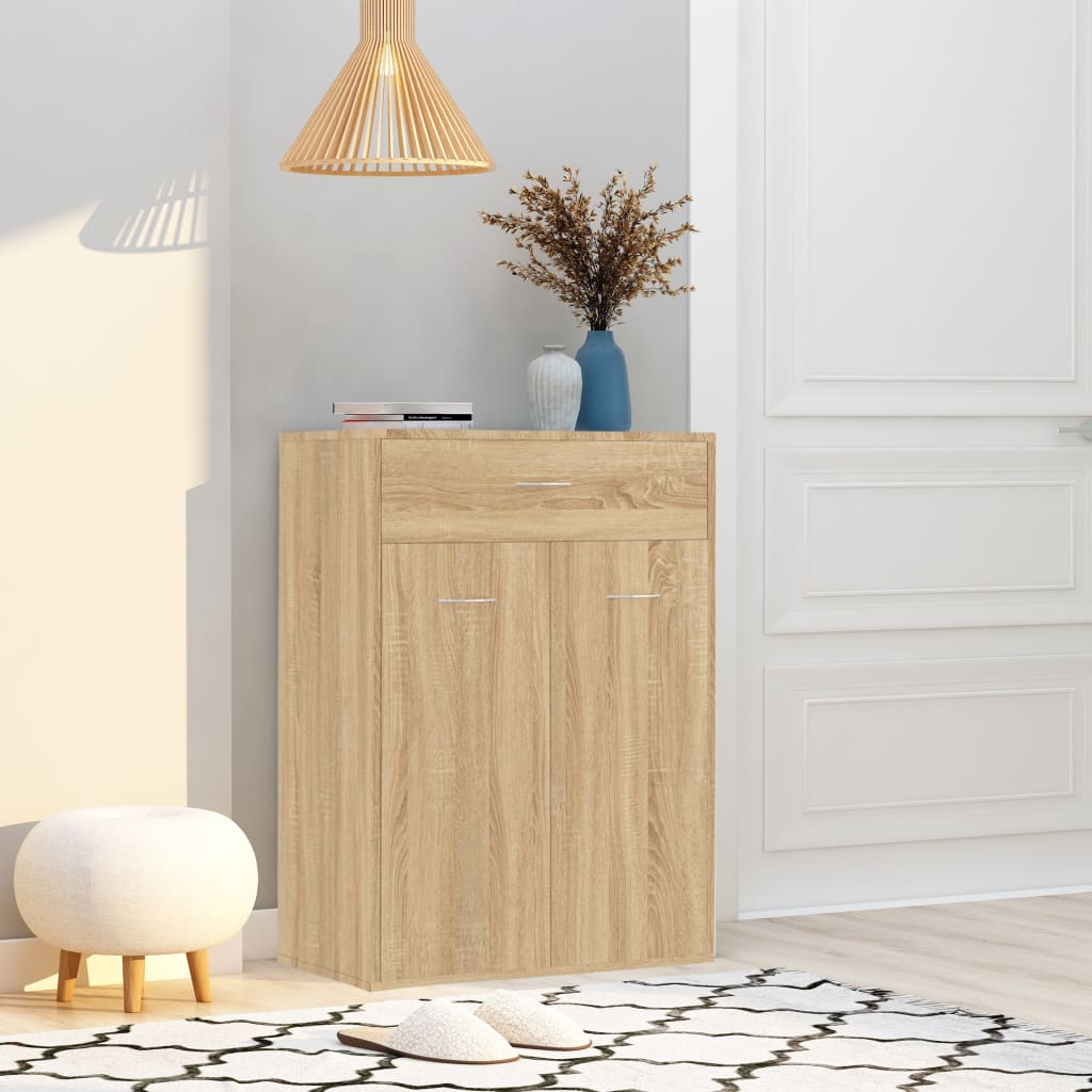 vidaXL Mueble Zapatero Contrachapada Roble Armario Zapatos Salón Color Marrón roble, Blanco brillante, Gris hormigón