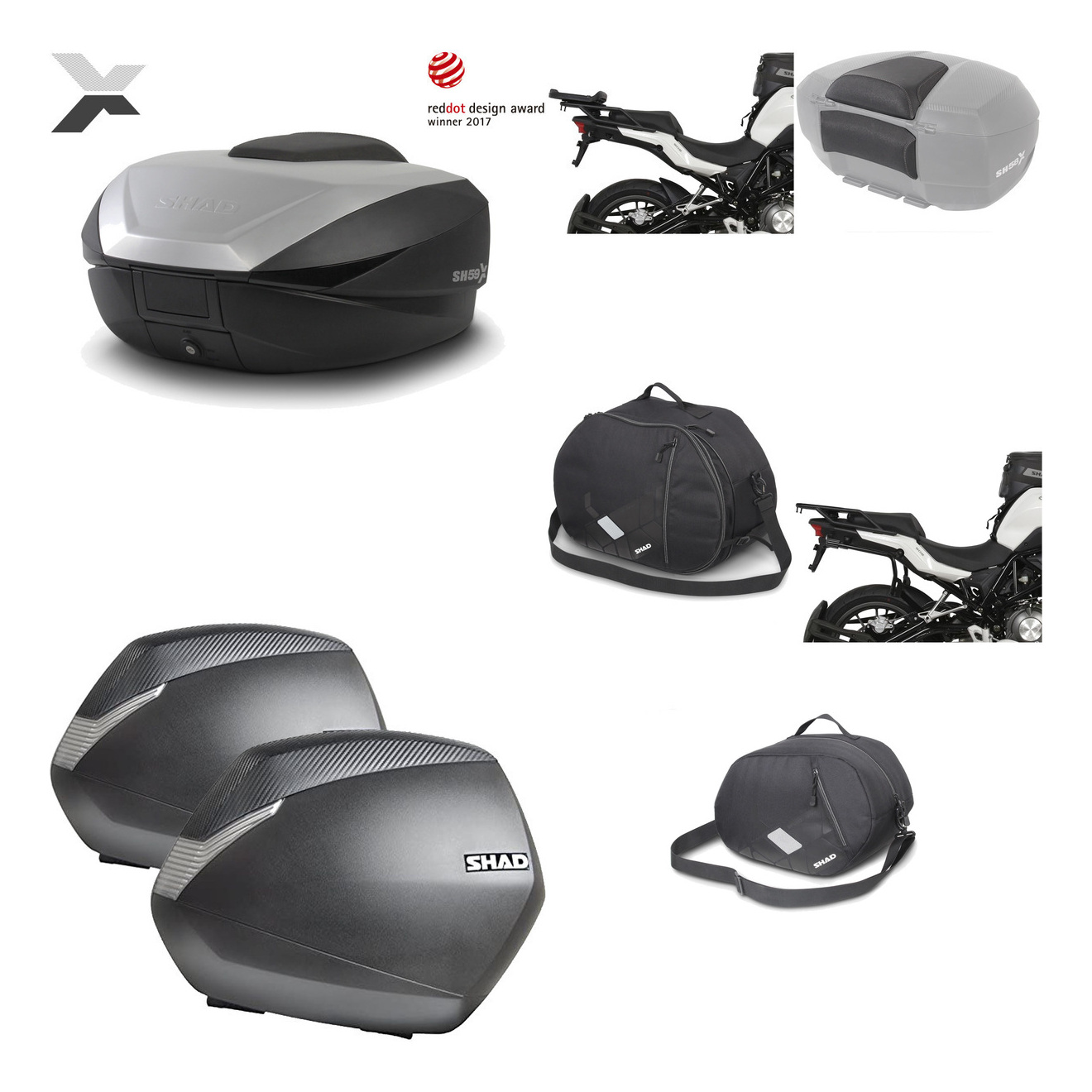 Maletas Laterales + Baul Trasero + Herraje Montaje + Accesorios + Herraje 3P Sh59x Alu Sh36 Sh 36 KIT-194689