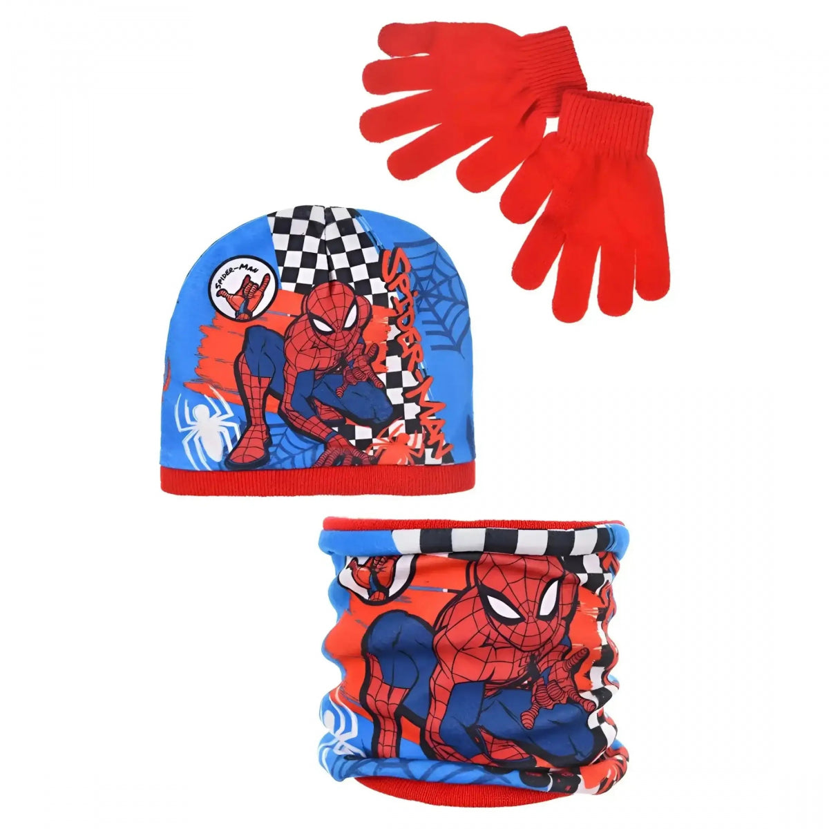 Marvel - Conjunto gorro, guantes y braga infantil Spiderman rojo con protección térmica para invierno, ideal para niños, diseño cómodo y suave