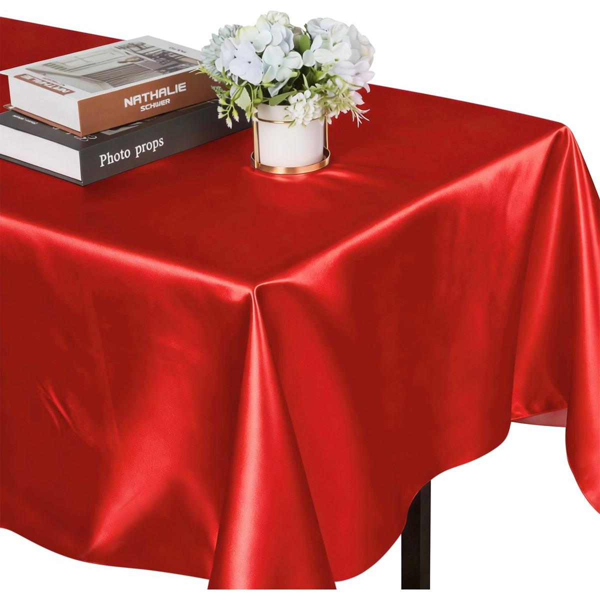 Om Home Mantel rectangular de satén - Paquete de 2 - 145 cm x 200 cm Mantel rectangular de poliéster - Suave y sin arrugas - Tejido liso - Lavable - Ideal para bodas, recepciones y banquetes