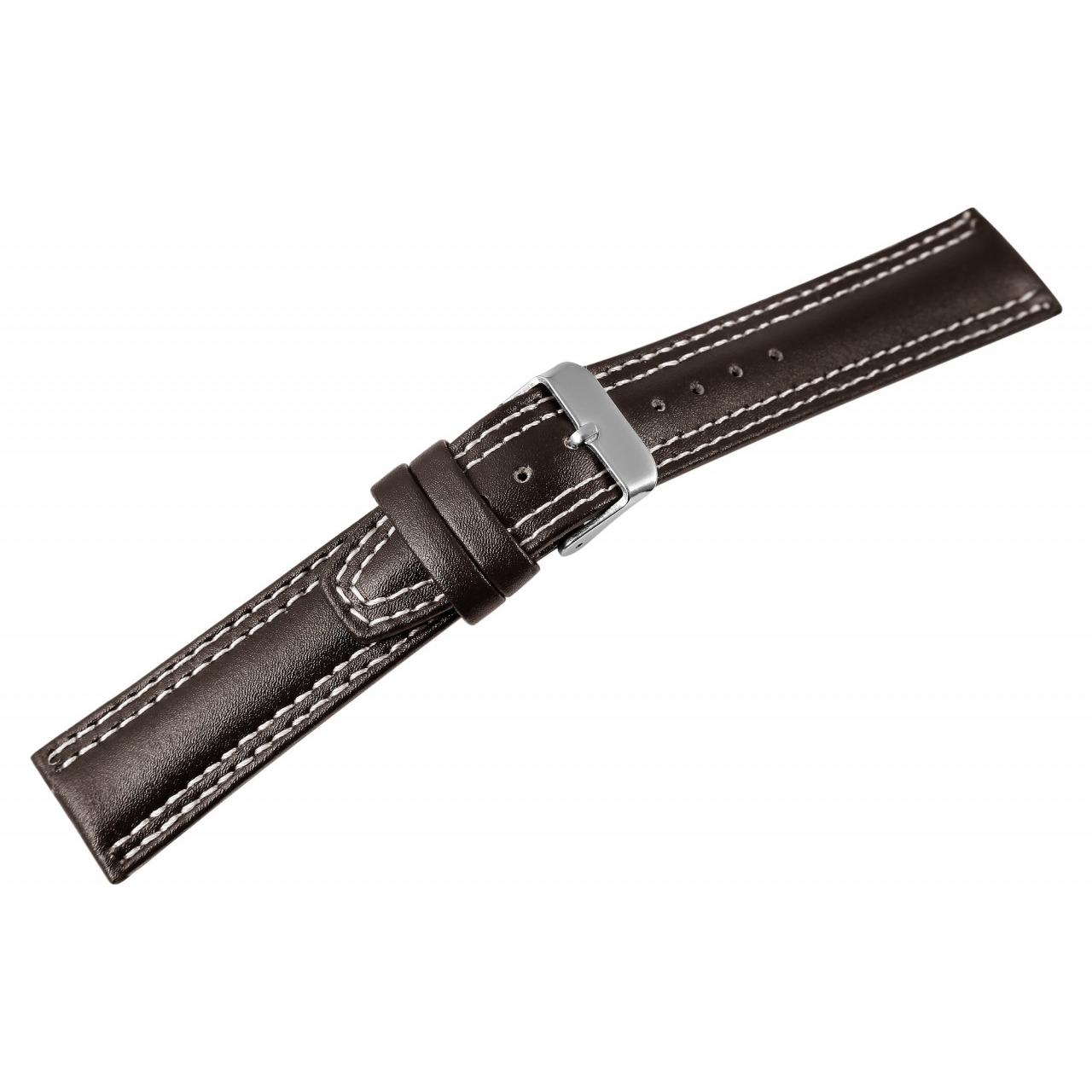 Bracelete para Reloj em Pele Genuína Castanho 20 mm