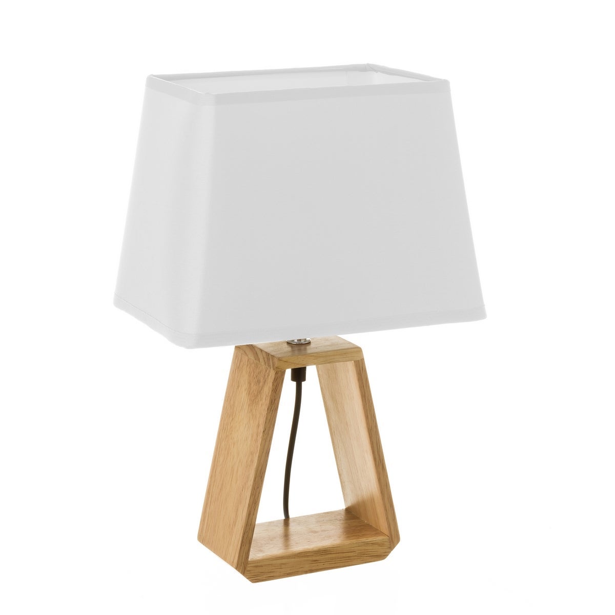 Lámpara de mesita de noche nórdica vitta en madera marrón de 41x12x26 cm Diseño piramidal con pantalla para dormitorio. Crea ambientes cálidos y acogedores con luz suave. CasaSelección