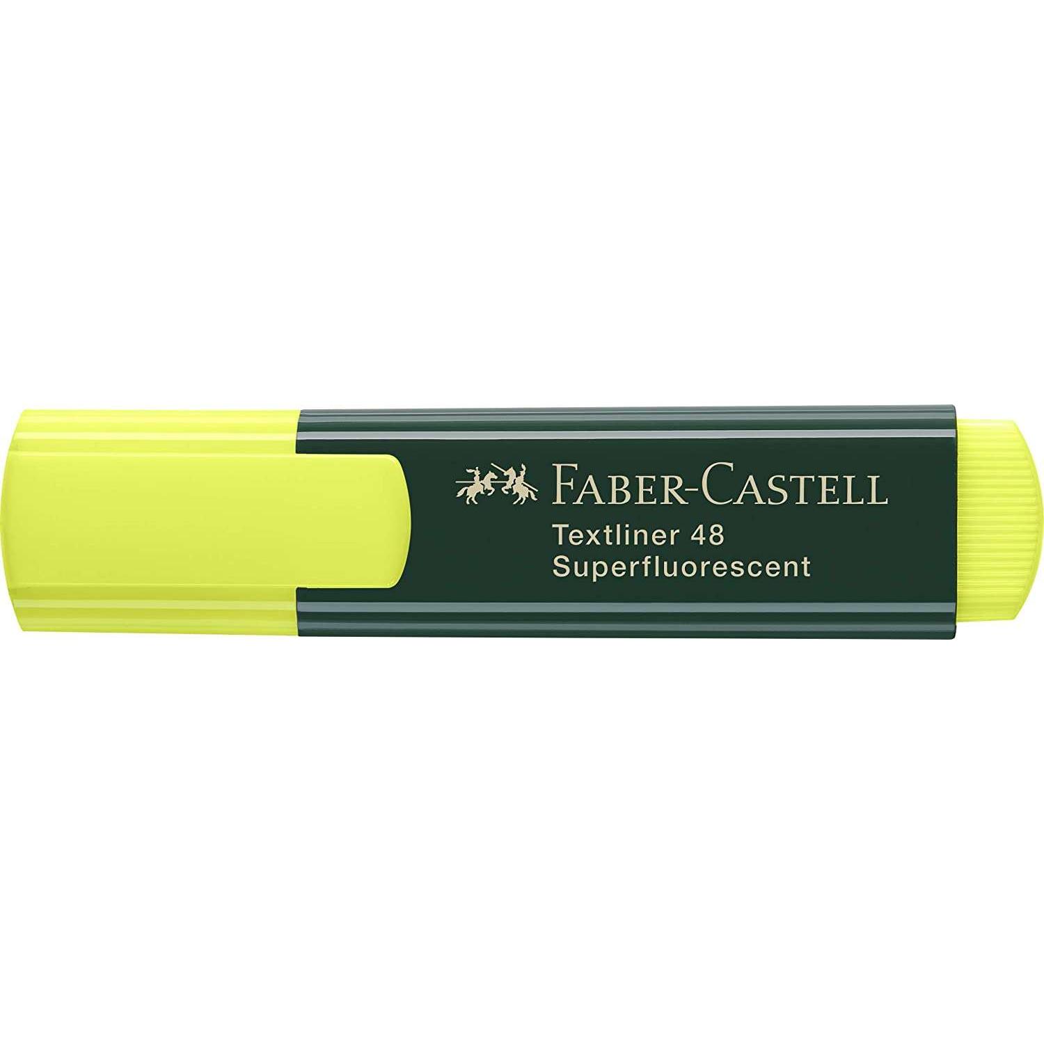 Faber-castell rotulador marcador fluorescente textliner 48 - punta biselada - trazo entre 1.2mm y 5mm - tinta con base de agua - color amarillo (10 uds)