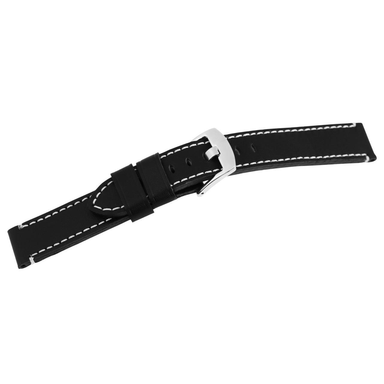 Bracelete para Reloj em Pele Genuína Preto 20 mm