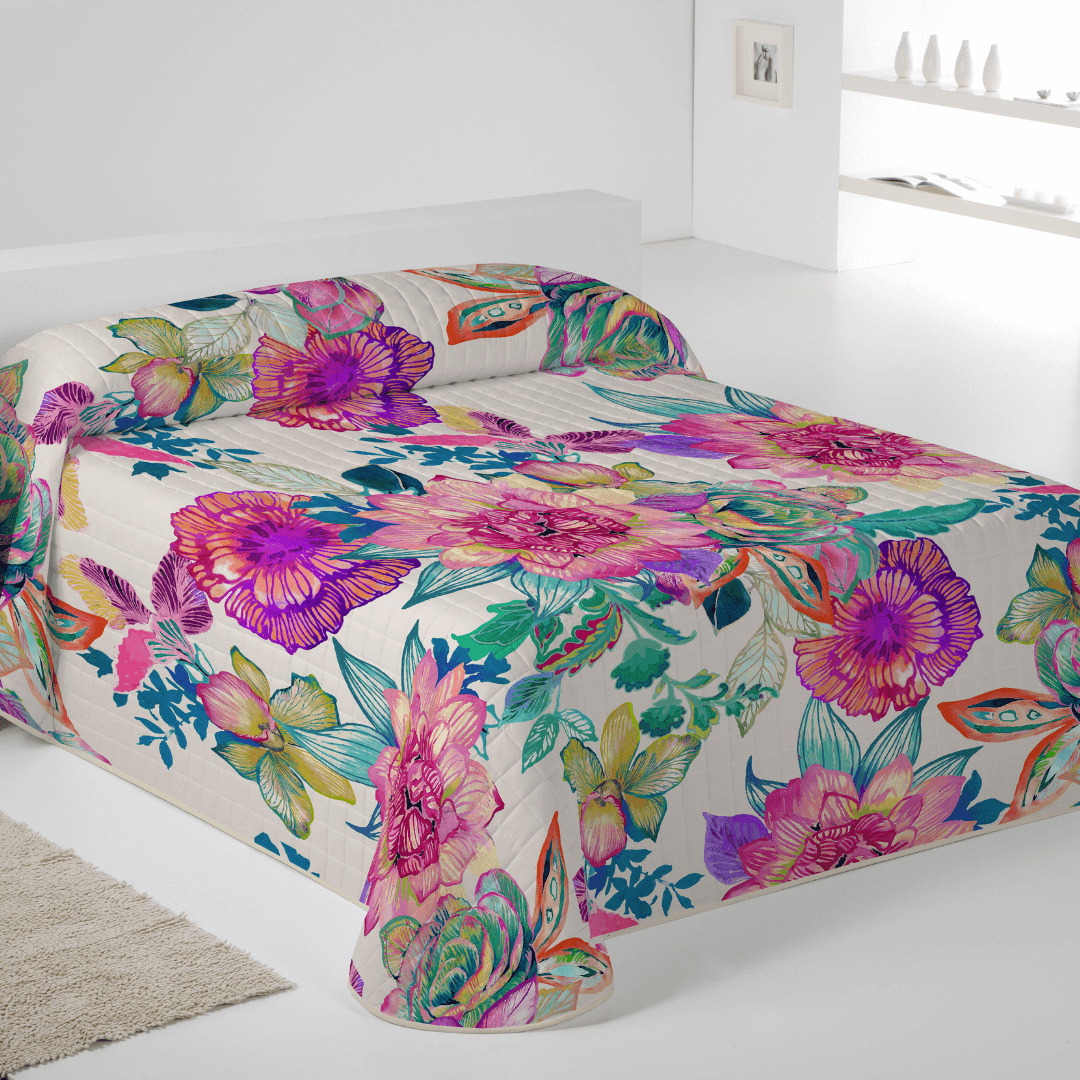 ICEHOME - Colcha Bouti Estampada - Microfibra Extra Suave de Alta Calidad - 15 Modelos Diferentes - Acolchado a Rombos - Cama 90-105/135/150/180 - Relleno Ligero 70 gramos - Fabricado en España