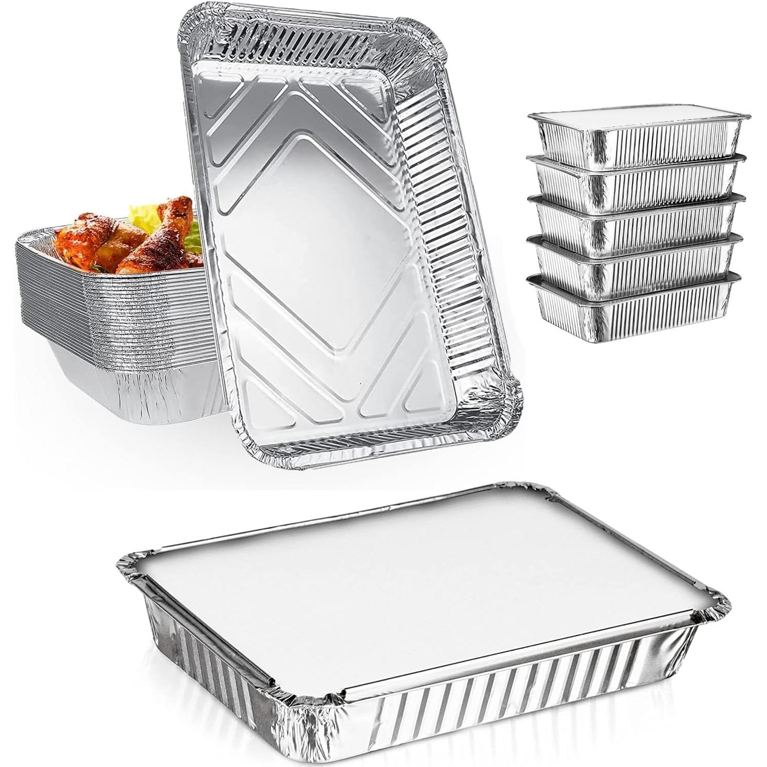 Envase aluminio con tapa Aluminio Profesional 2100ml 120X220X320MM GRANDE Pack 25/50/100 unidades Temperaturas Resistentes desde -40°C y Max 350°C para uso Diarios, Hosteleria,Restaurantes,Bares Casas etc.... Primera Calidad Garantizada