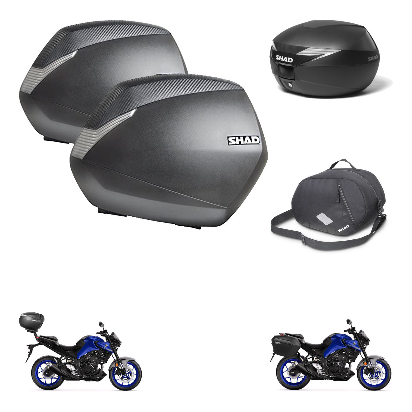 Baul Trasero + Maletas Laterales + Bolsa Interna + Herraje 3P + Herraje Montaje Sh36 Sh 36 Sh39 Sh 39 KIT-247185