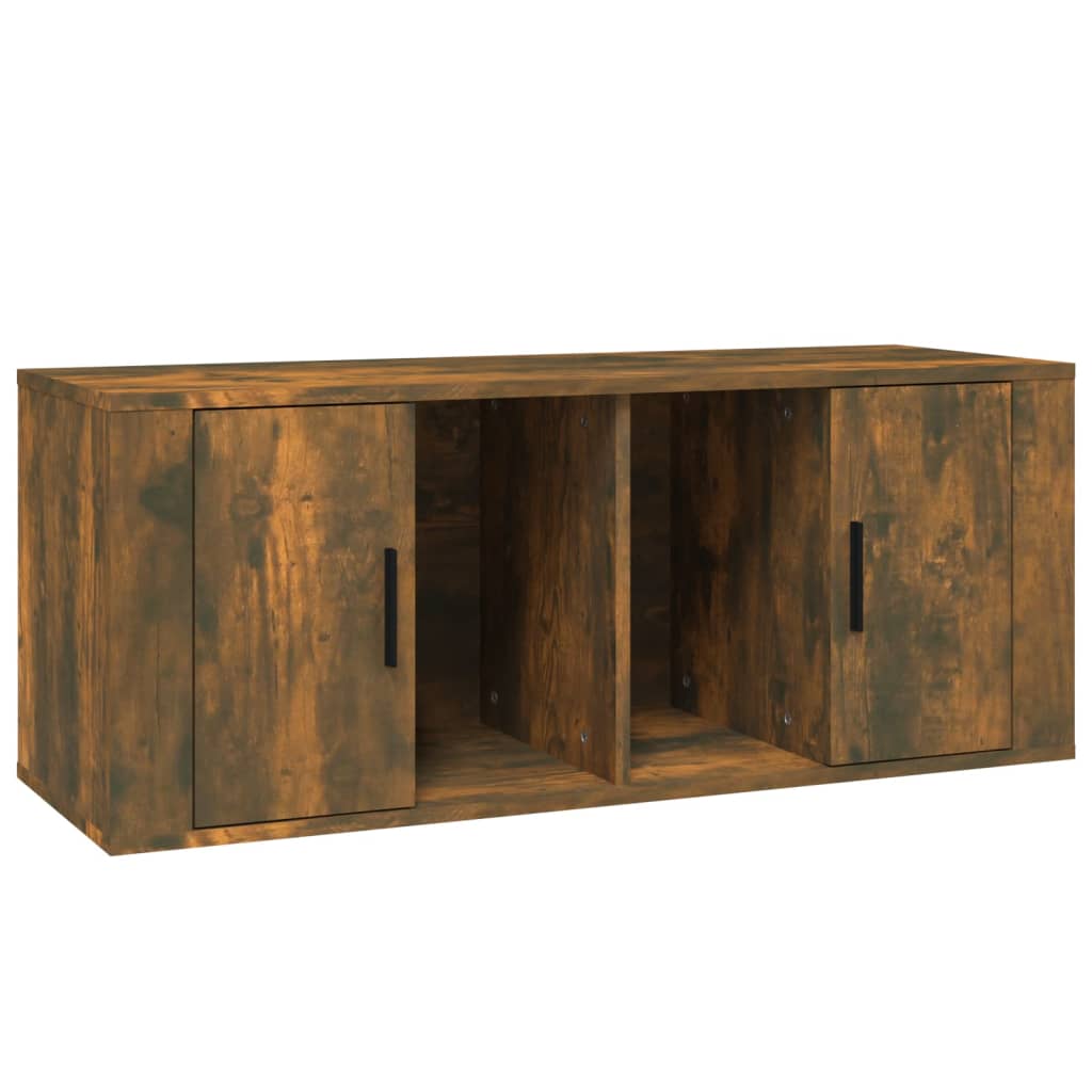 vidaXL Mueble para TV madera contrachapada roble ahumado 100x35x40 cm
