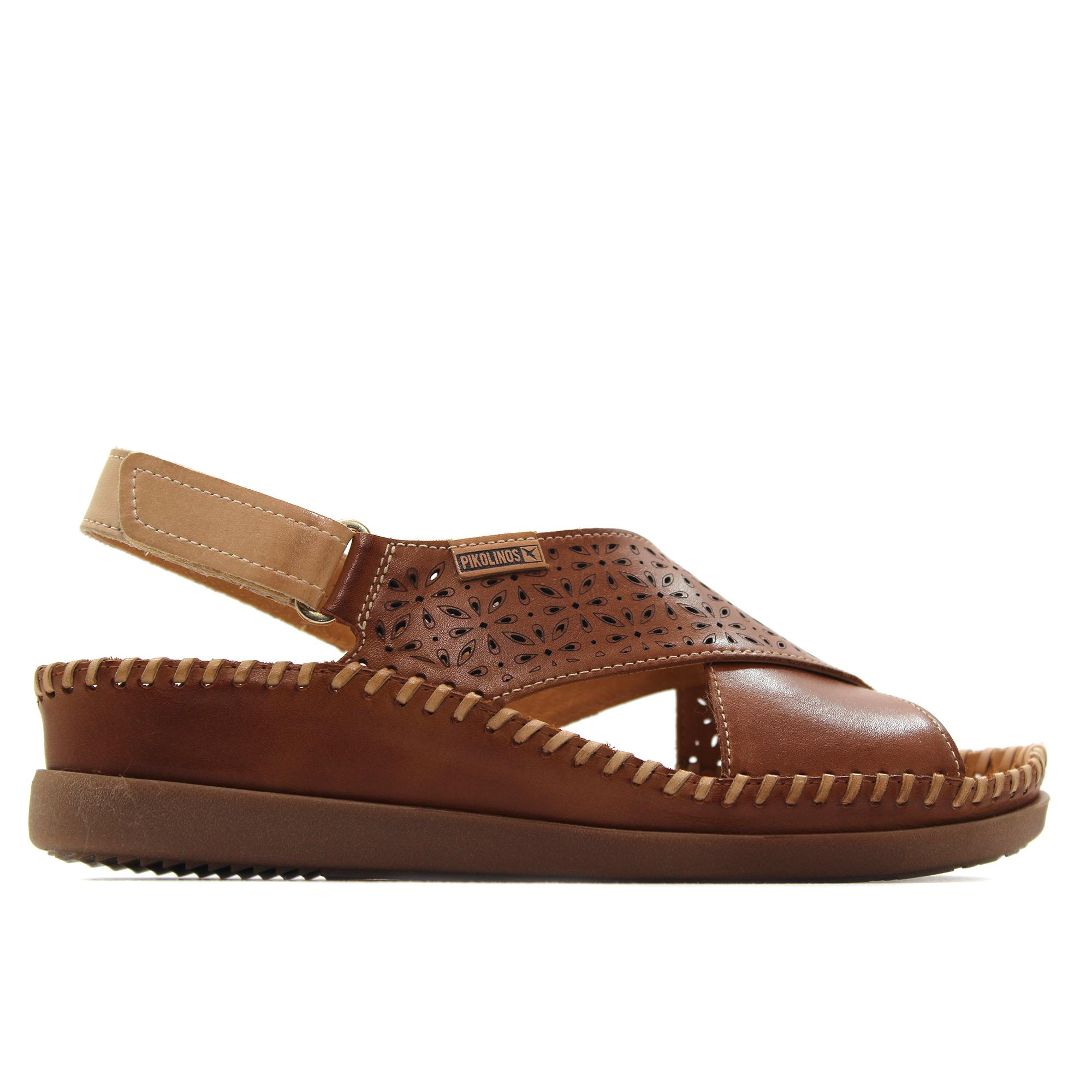 Pikolinos W8K-0848C1 Sandalia de cuña,dedos fuera,piel,cierre adhesivo,casual,tiras cruzadas,suela de goma,sencilla, para señora