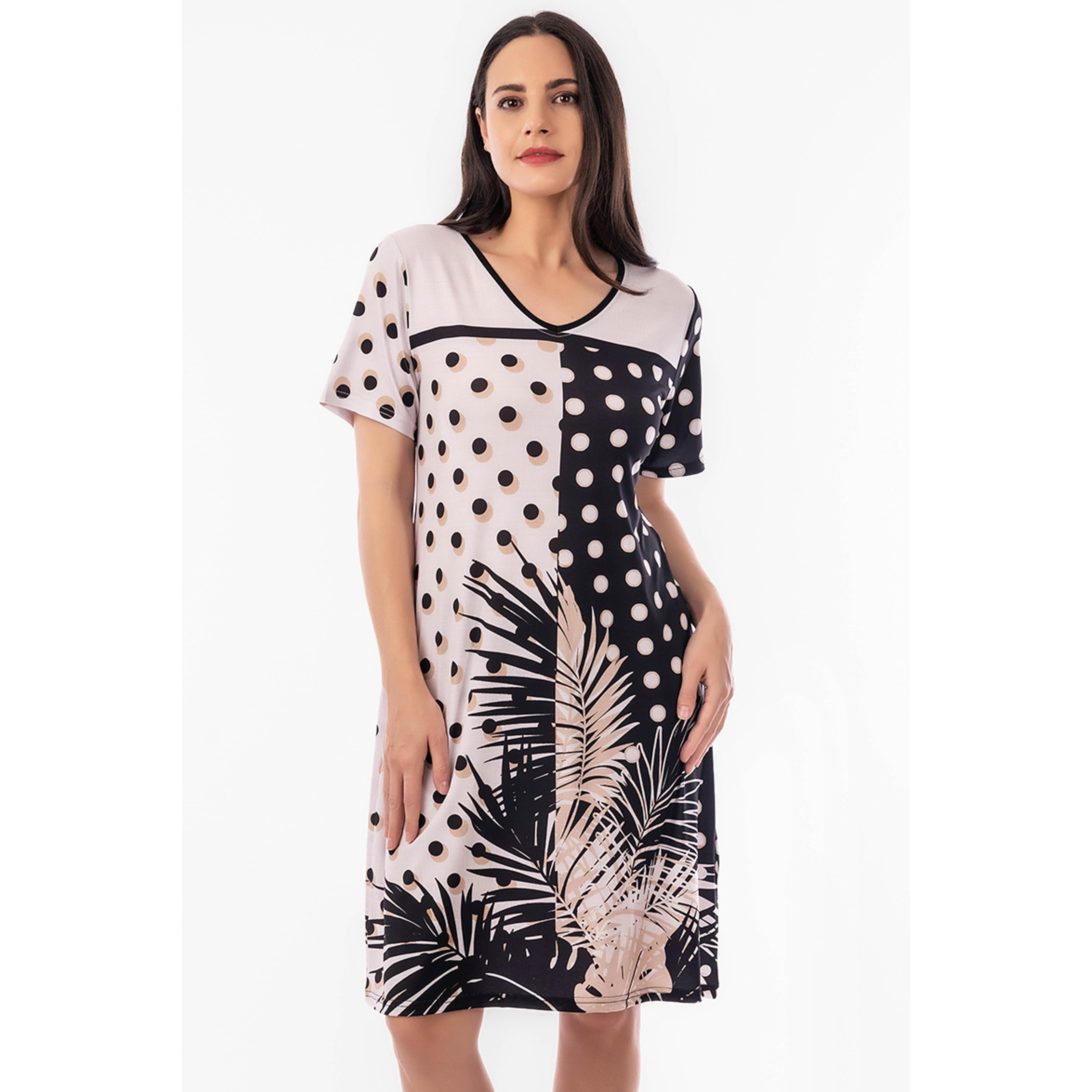 Vestido Estampado con Escote en Pico- Masquenada