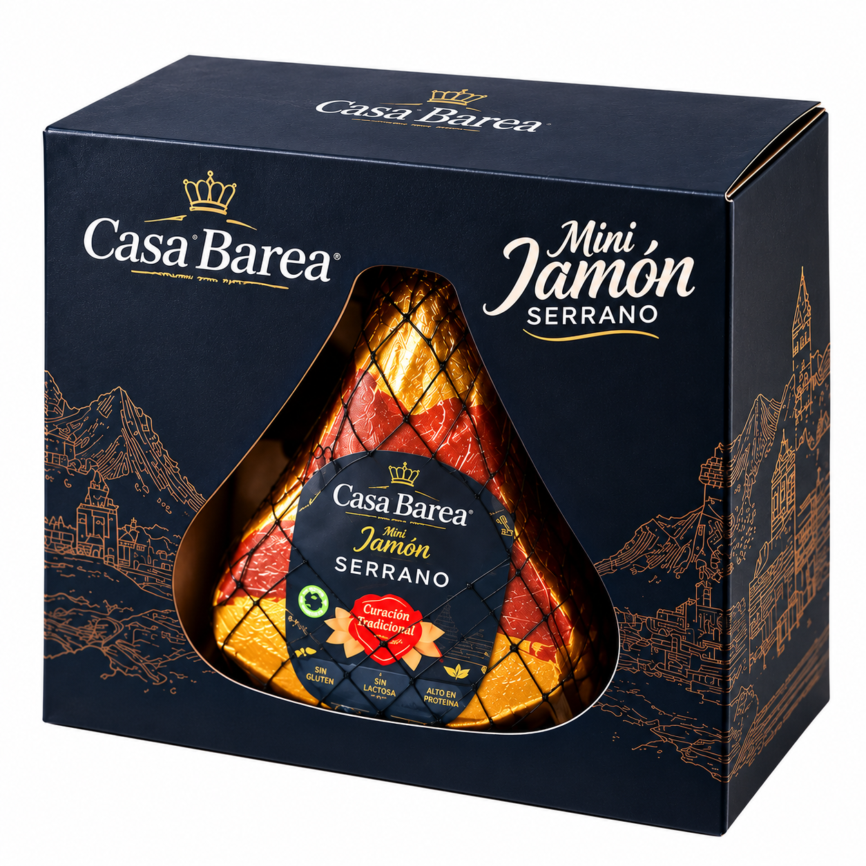 Mini Jamón serrano lkg +DeshuesadoEnvasado al Vacio Tabla Madera de RegaloCuchillo de Cocina RegaloCaia ExpositoraTemperatura ambiente