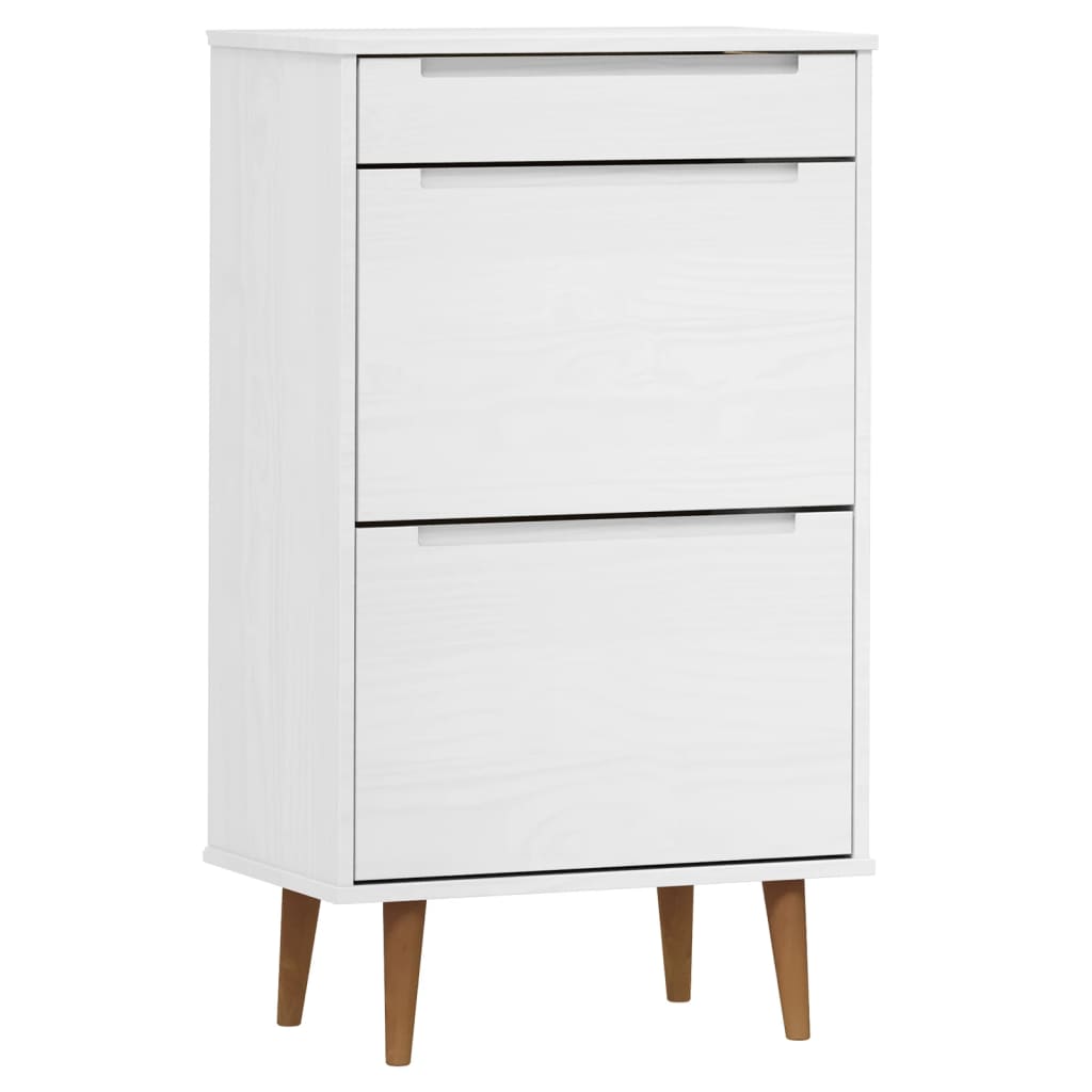 vidaXL Zapatero MOLDE madera maciza de pino 59,5x35x103 cm en color Gris/Marrón y blanco/Blanco y más