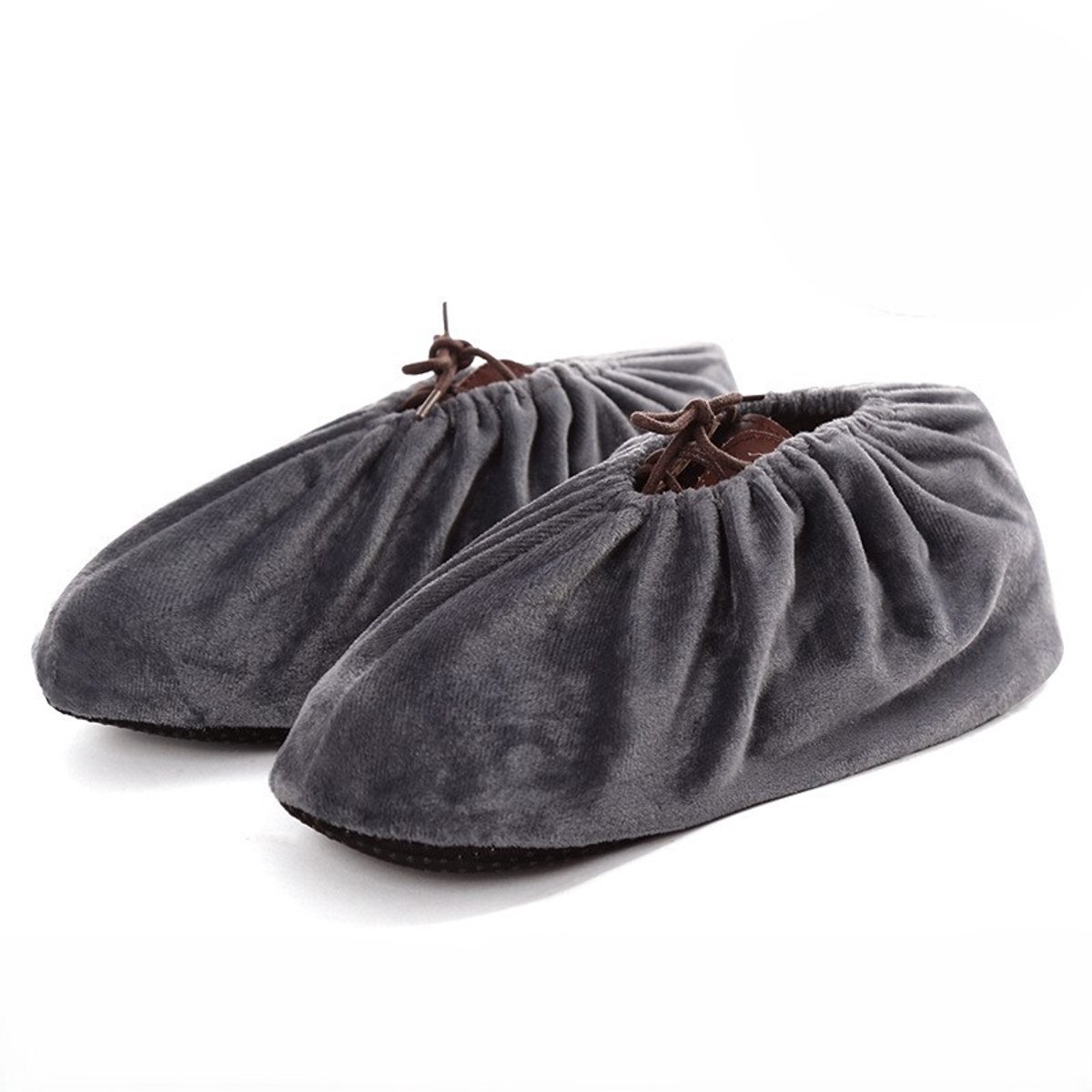 4-delige wasbare, herbruikbare overschoenen voor gasten, overschoenen van flanelstof, antislip overschoenen voor huizen, kantoren, boekenkasten,zilvergrijs
