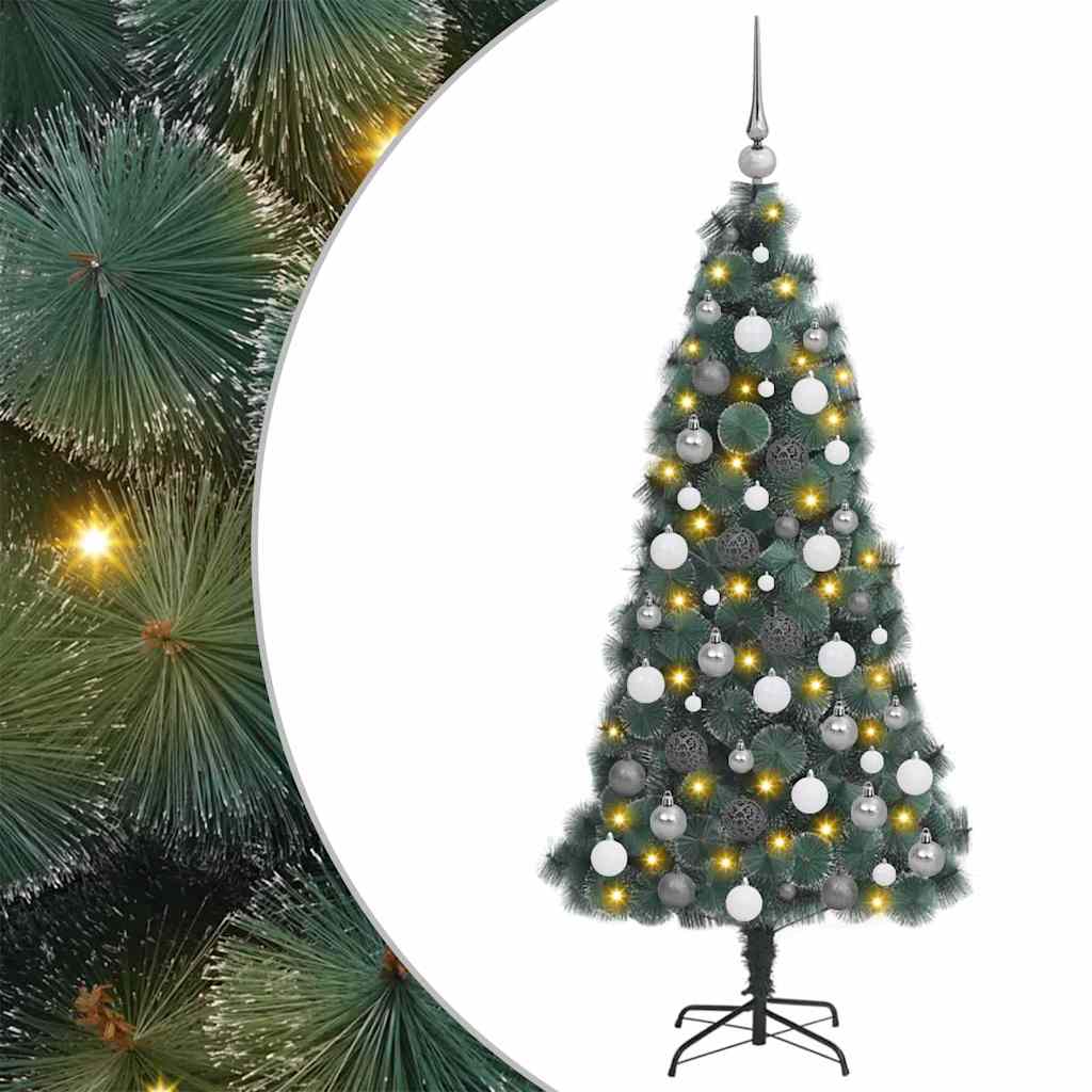 vidaXL Árbol de Navidad artificial preiluminado con juego de bolas PET Multicolor