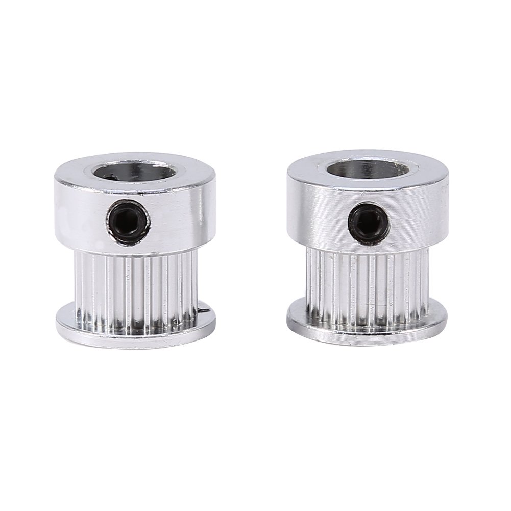 Madrid Gadget Store - 2x Polea Dentada GT2 de Sincronización en Aluminio 0.5 mm 20 Dientes para Motor Impresora 3D, Fresadoras, Moldeadoras de Engranajes, Perforadoras, Tornos de Motores CNC