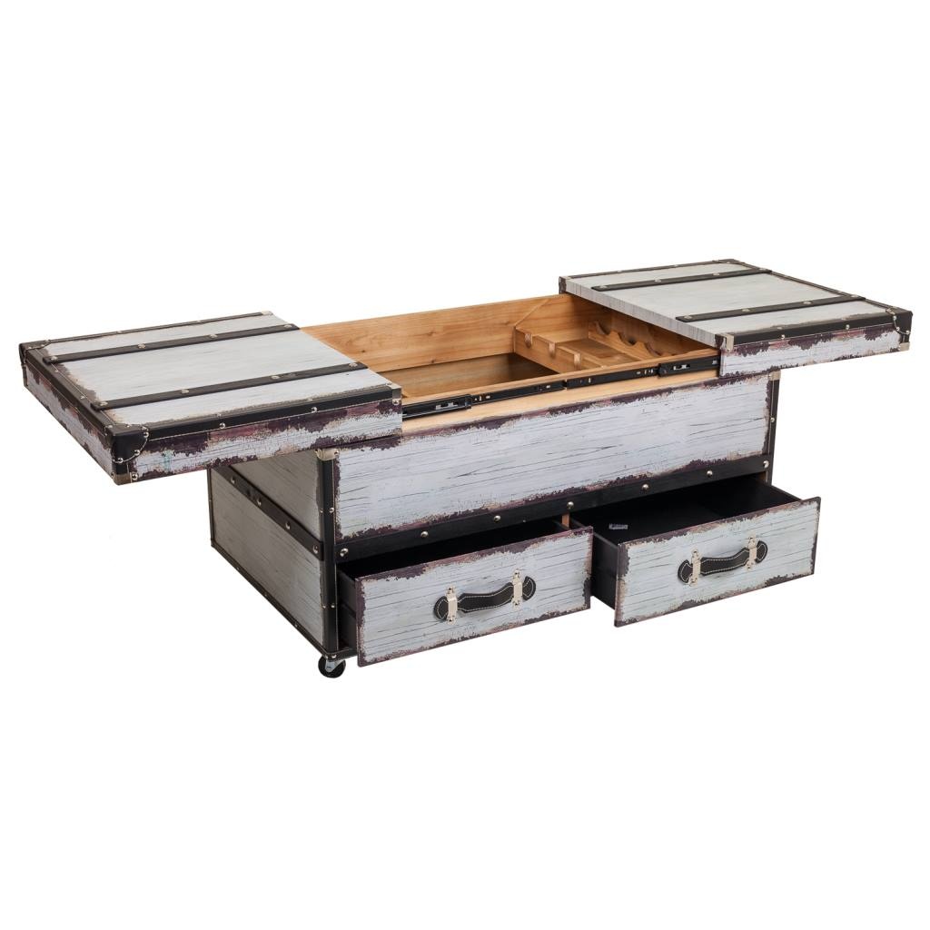Wonderlust Deco - Botellero de madera y canvas blanco 100x60x55 Blanco 100x60x55h cm