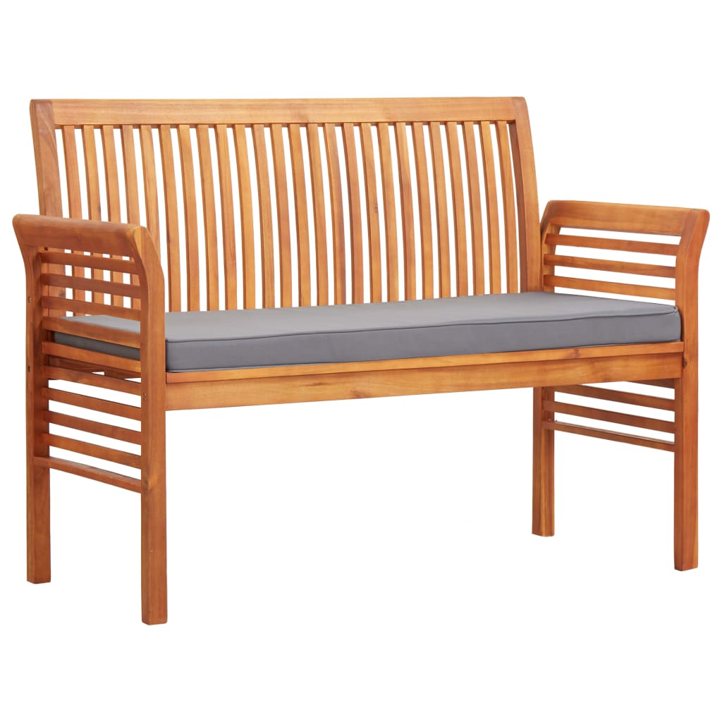 vidaXL Banco de jardín 2 plazas con cojín madera maciza acacia 120 cm en color Crema/Gris oscuro | acolchados duraderos para sofás de jardín terraza exterior