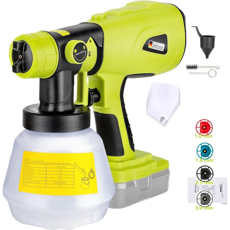 Pulverizador de pintura inalámbrico para batería Ryobi de 20 V, herramienta eléctrica inalámbrica HVLP, pistola pulverizadora de pintura