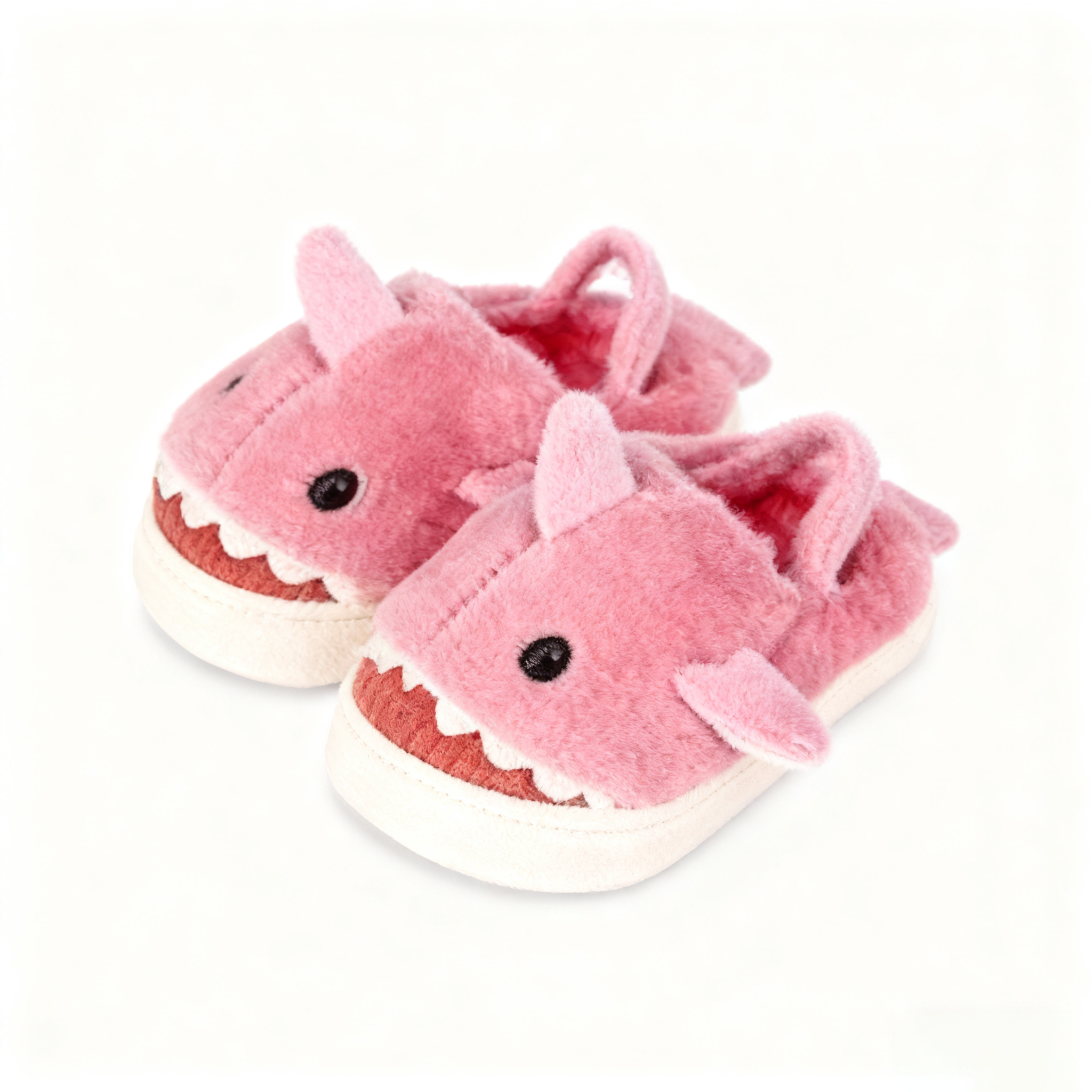 Zapatillas de casa para niños de otoño e invierno, zapatillas de tiburón de dibujos animados, forro de felpa cálido, adecuado para interiores y exteriores