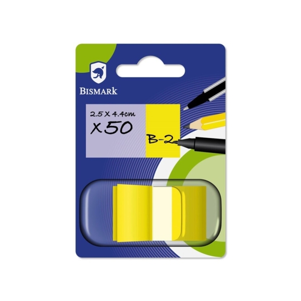 Bismark dispensador con 50 marcadores reposicionables 44 x 25mm - para marcar, señalar o destacar informacion - color amarillo (24 uds)