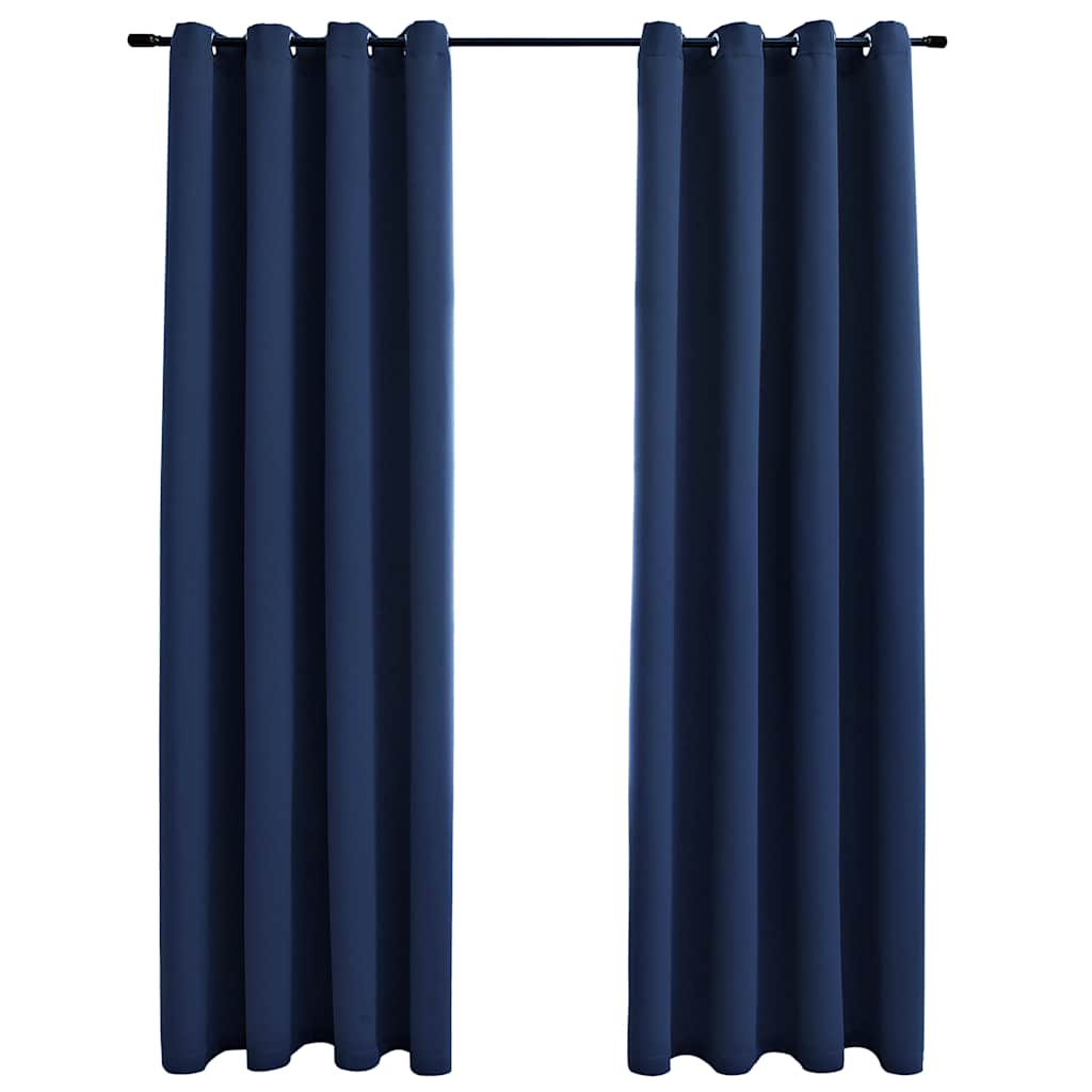 vidaXL Cortinas opacas con anillas de metal 2 uds azul 140x175 cm