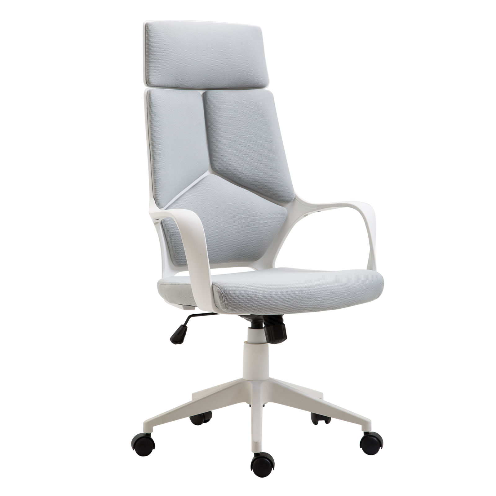 HOMCOM Silla de Oficina Giratoria, Función Basculante, Silla de Escritorio de Malla con Altura Ajustable, Respaldo Alto y Reposabrazos, para Estudio, Dormitorio, Despacho, Carga 120 kg, Gris