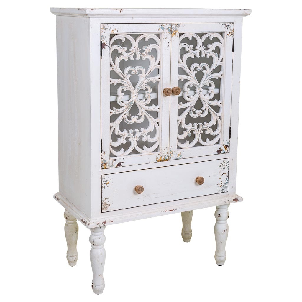 Wonderlust Deco - Vitrina de madera blanca 71x40x111 Blanco 71x40x111h cm