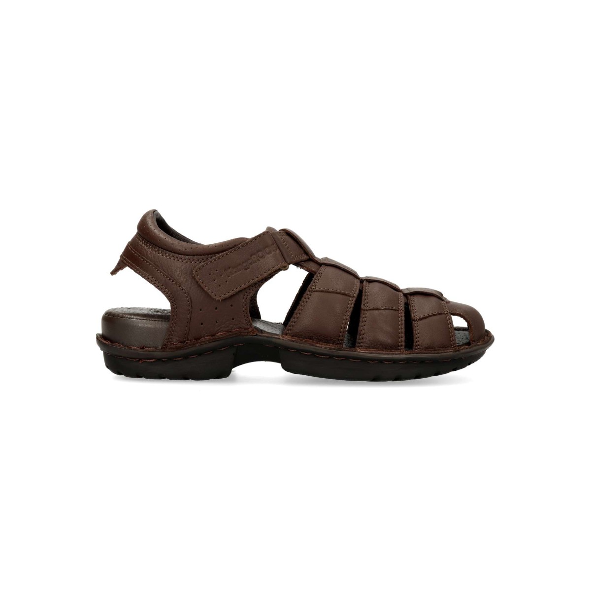 KANGAROOS - Sandalias ajustables para hombre de piel con suela de goma flexible y planta perforada, cómodas y frescas para verano