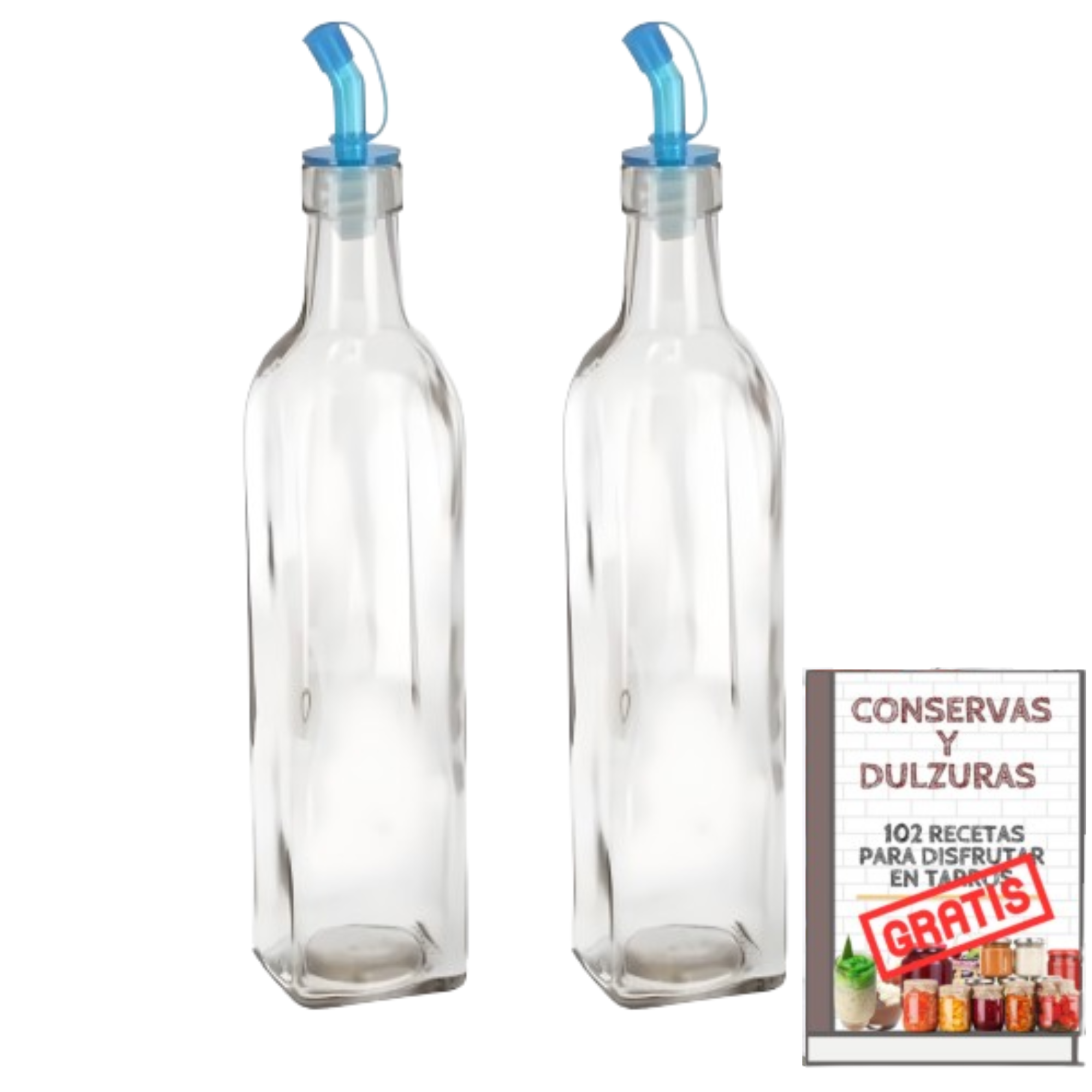 MundoTarros - Aceitera + Vinagrera de Cristal Transparente de 200 ml con Tapón a presión 100% Higiénico - 2 Botellas de Aceite y Vinagre de Cristal Resistente con Tapón