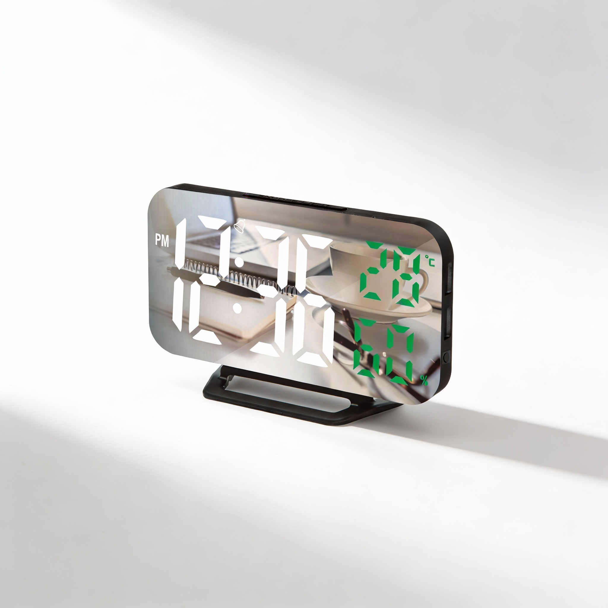 SODANY Despertador Digital Espejo LED Temperatura Humedad Sensor Vibración Brillo Ajustable Viaje Oficina