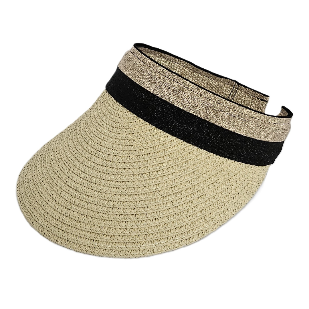 Sombrero de Playa Visera de Sol de Paja Transpirable Protección Solar Talla Unica Ajustable Gorra Mujer Verano - Kebedo Moda