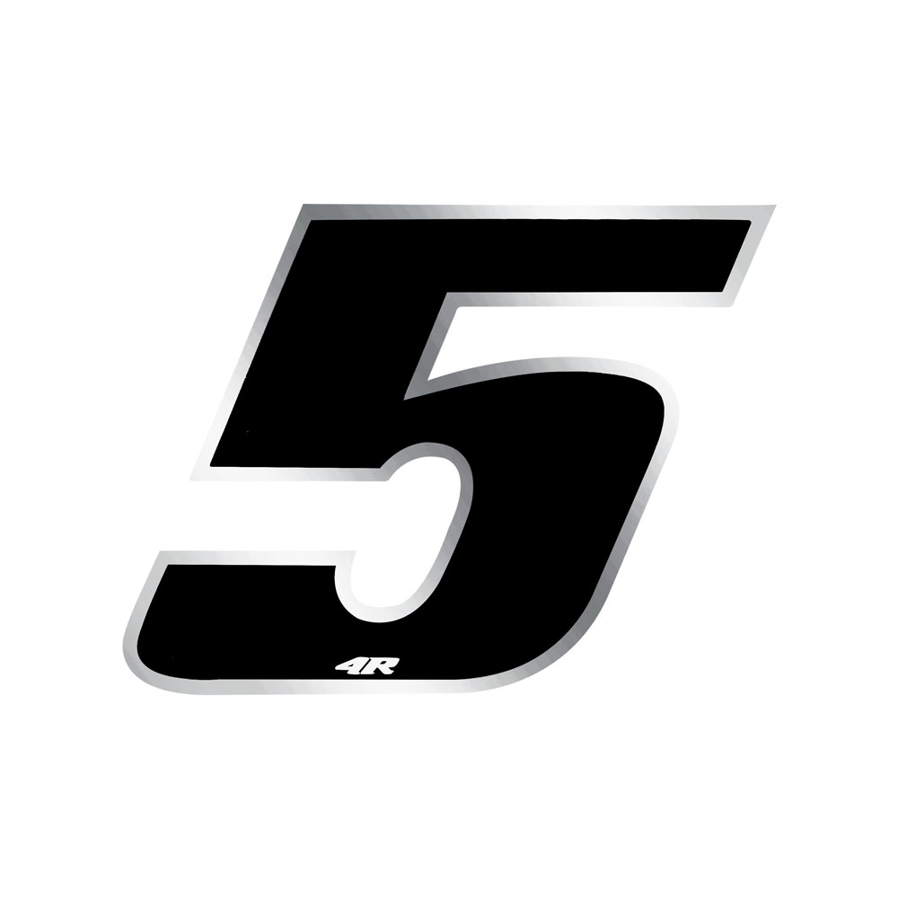Moto Carrera Número Pegatina "5" Negro 27x37mm