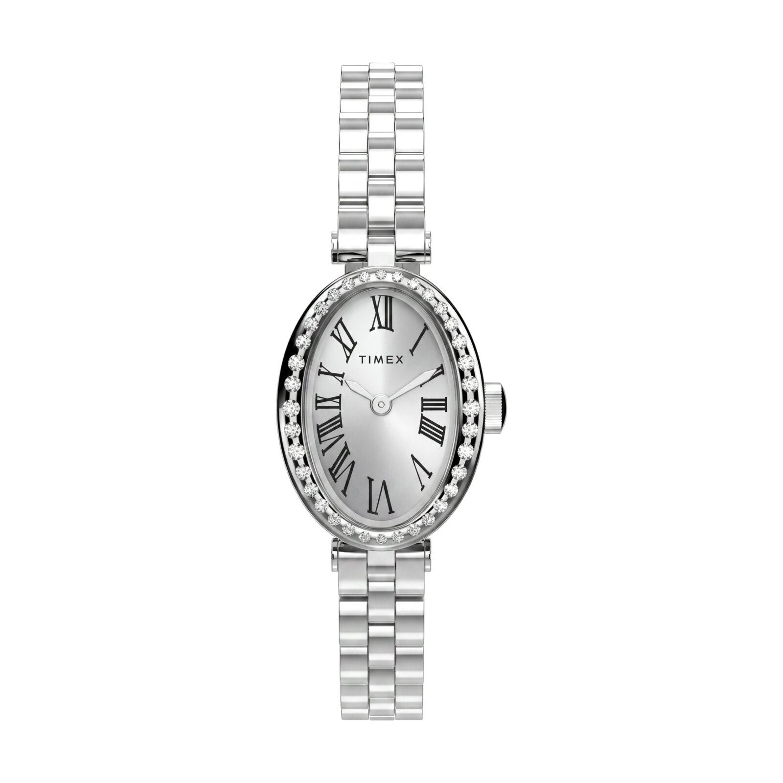 Timex Reloj Mujer Caja De Latón Pulsera Acero De Color Plateado Resistente Al Agua 3 Atm Tw2y90000