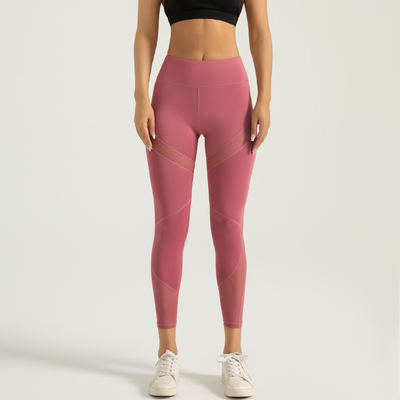 TK Pantalones de yoga melocotón de Malla elástico Alta Empalme medias